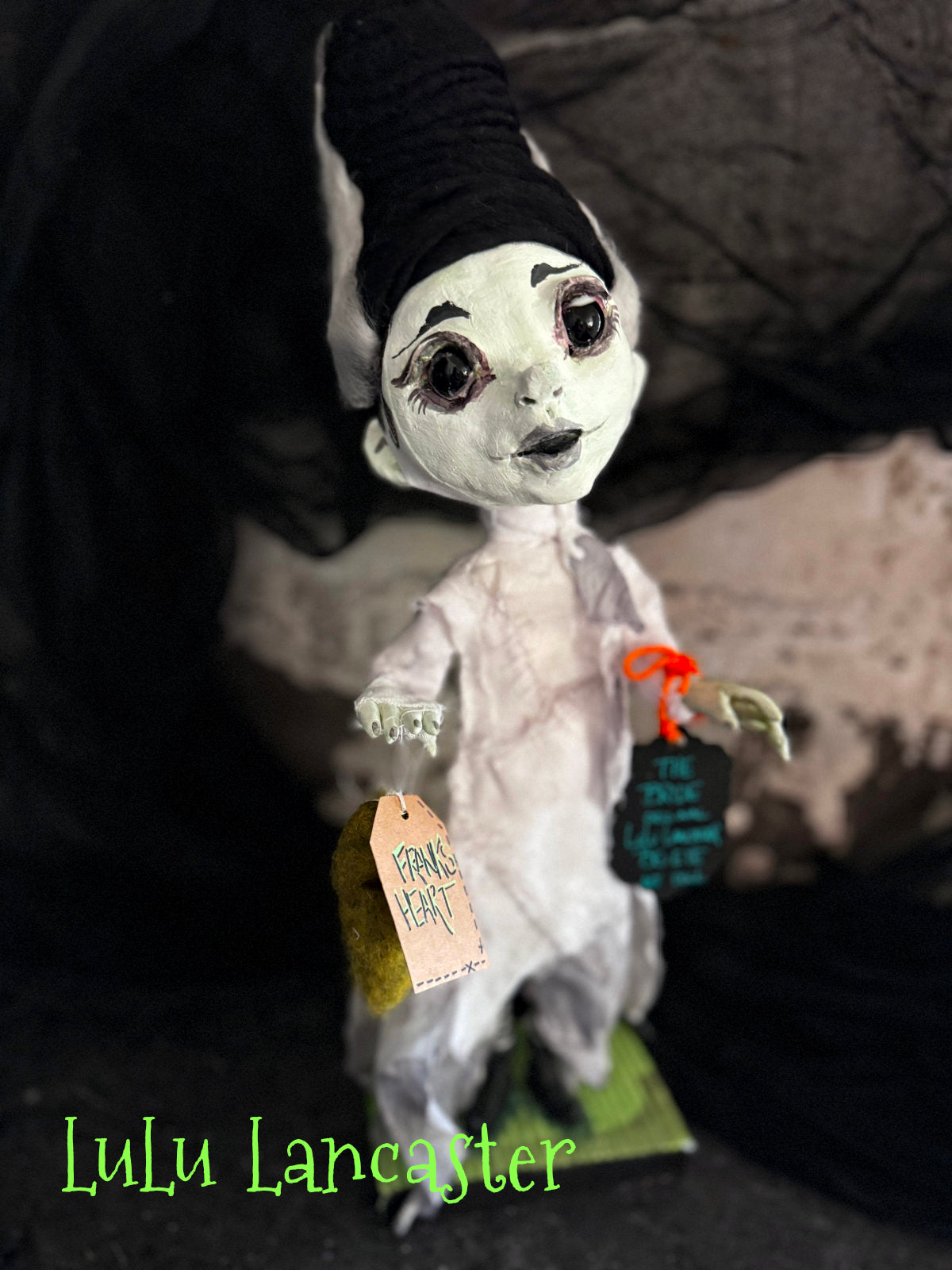 Bride of Frankenstein Big eye Paperclay ~ Halloween Original LuLu Lancaster Art Dolls