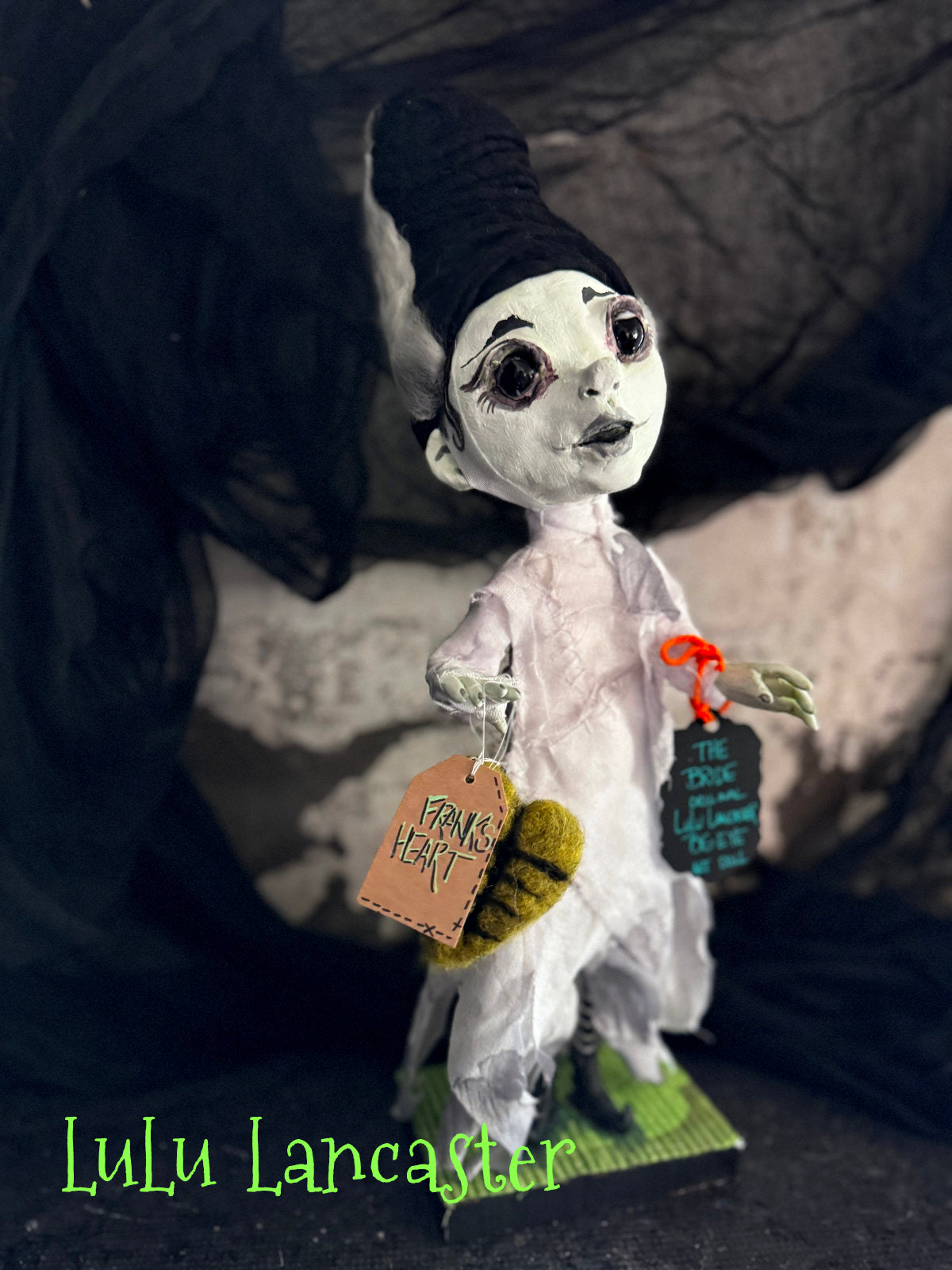 Bride of Frankenstein Big eye Paperclay ~ Halloween Original LuLu Lancaster Art Dolls