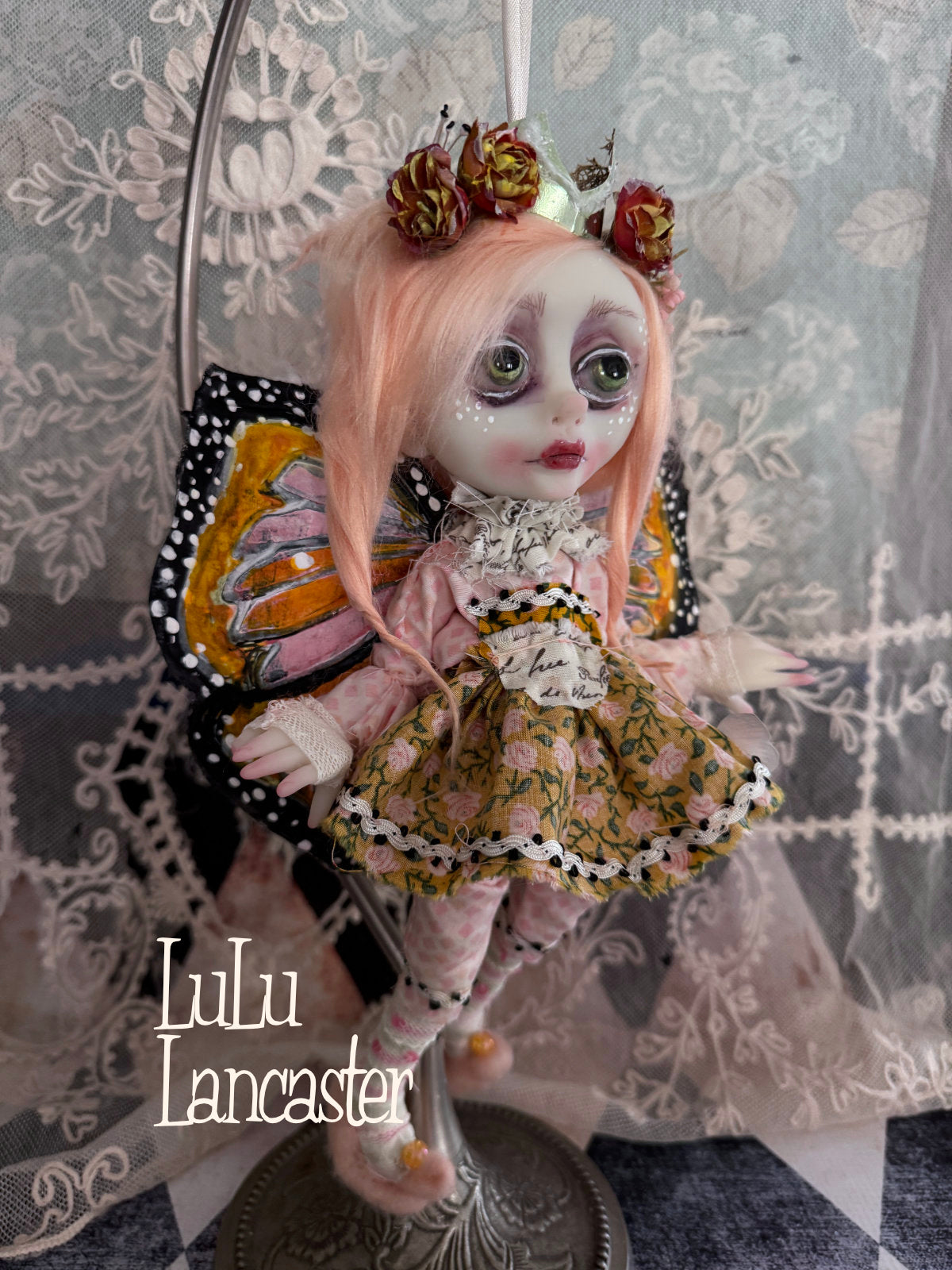 Peaches Flutter Mini Hanging Butterfly Original LuLu Lancaster Art Doll