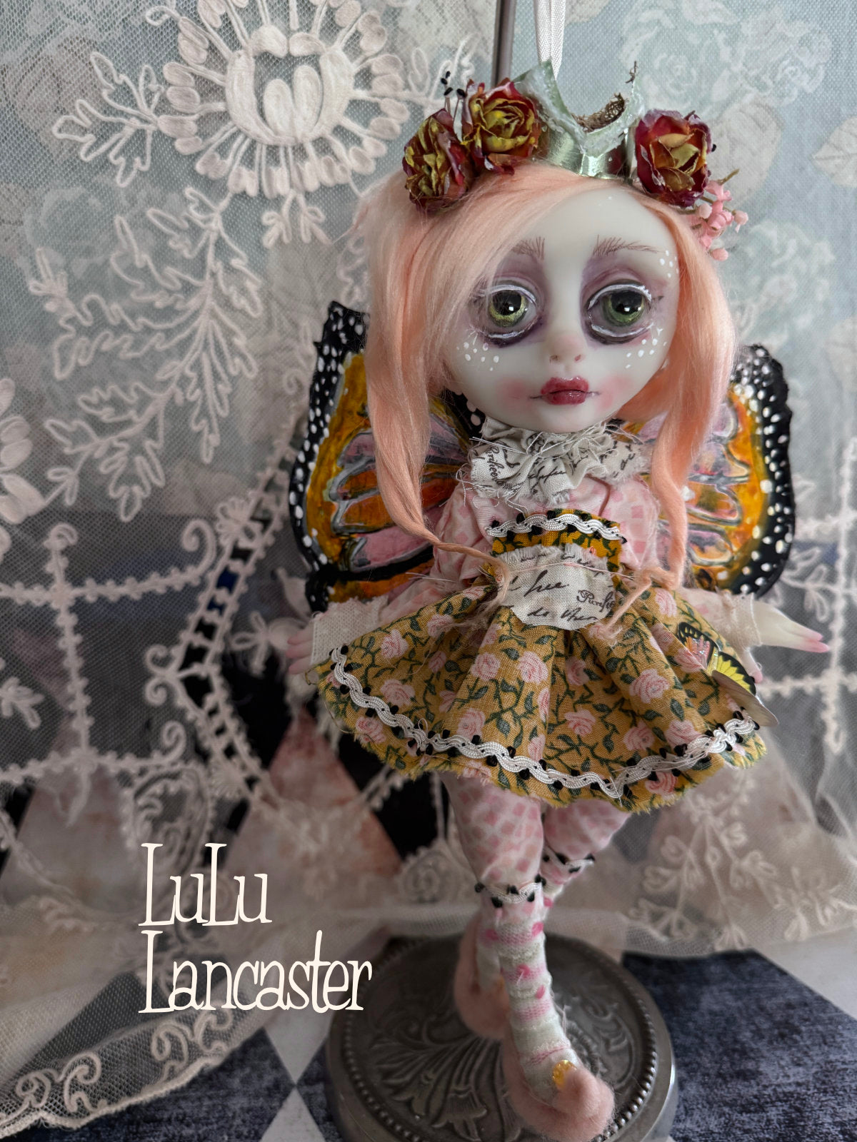 Peaches Flutter Mini Hanging Butterfly Original LuLu Lancaster Art Doll