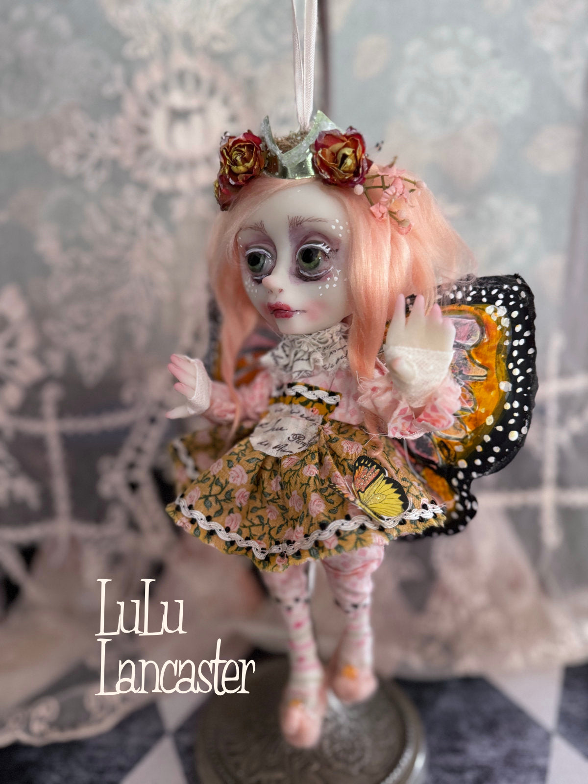 Peaches Flutter Mini Hanging Butterfly Original LuLu Lancaster Art Doll