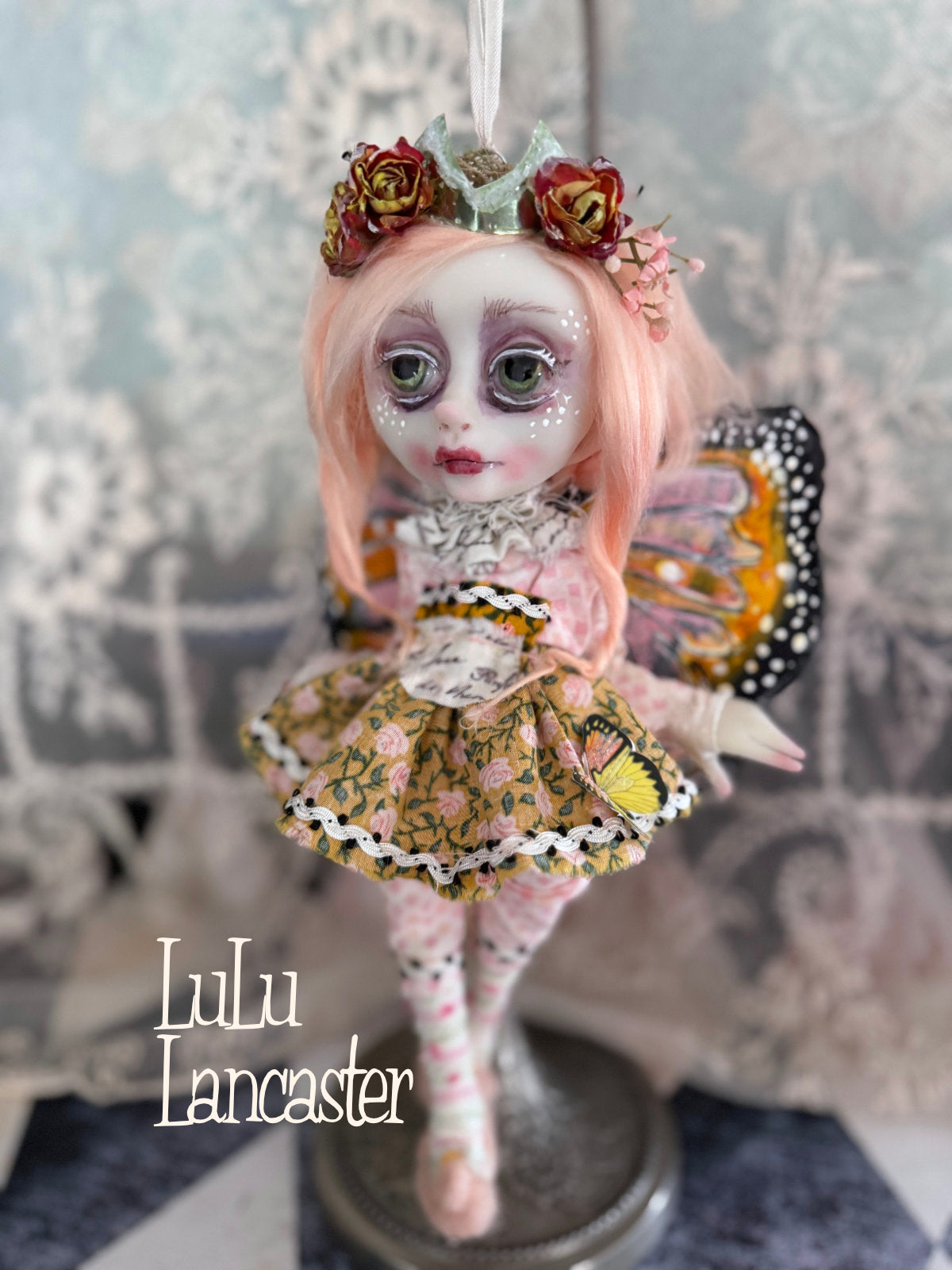 Peaches Flutter Mini Hanging Butterfly Original LuLu Lancaster Art Doll