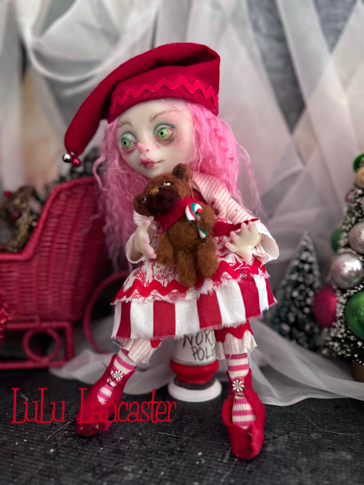 PepperStix North Pole elf Mini Christmas Original LuLu Lancaster Art Doll