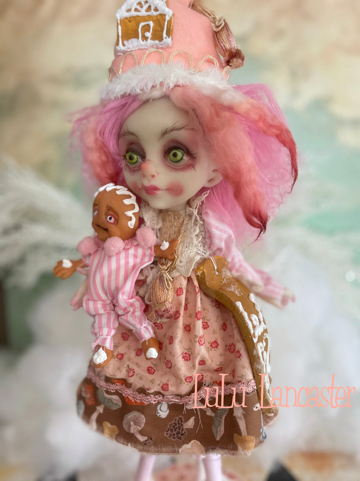 Pinkle Gingerbread Puff the Christmas Elf LuLu's Holiday Original LuLu Lancaster Art Doll