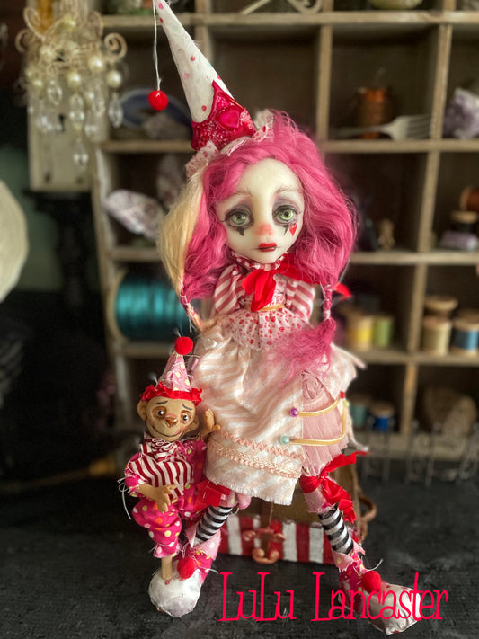 Pinky Poppet and Tater traveling circus clown Original LuLu Lancaster Art Doll