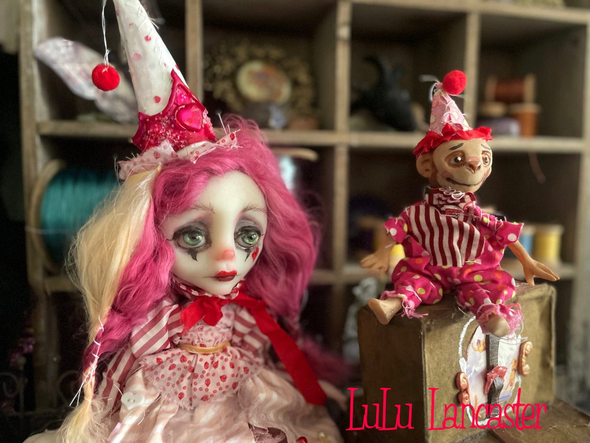 Pinky Poppet and Tater traveling circus clown Original LuLu Lancaster Art Doll