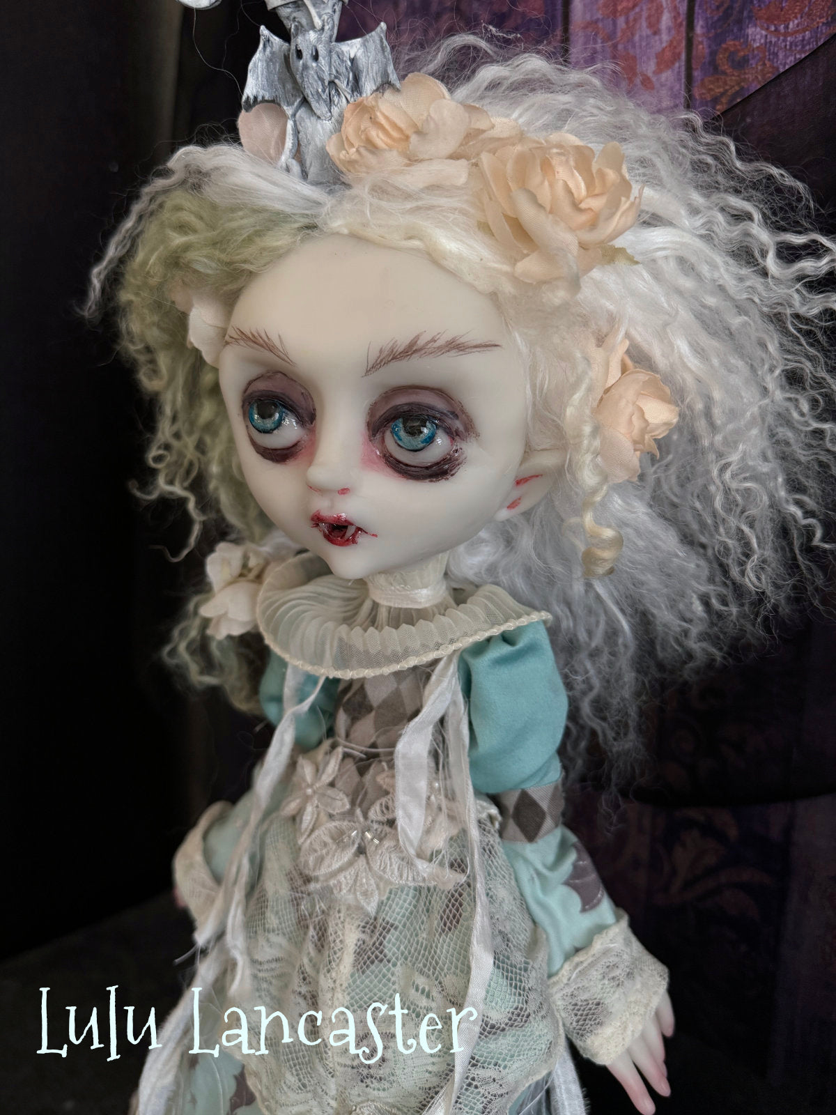 Portia the Vampire ~Castor and Pollux 2 headed kitty Original LuLu Lancaster Art Dolls