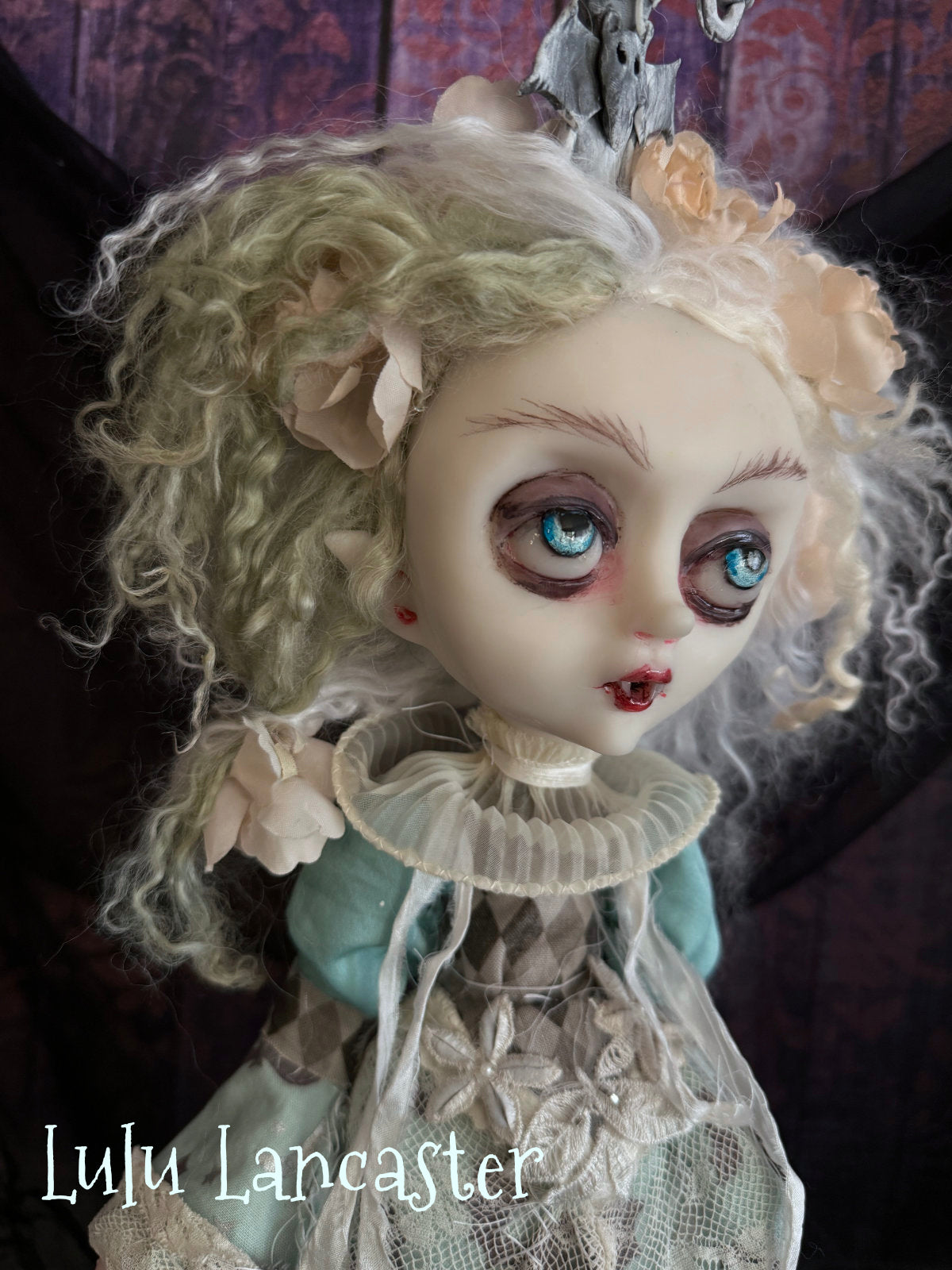 Portia the Vampire ~Castor and Pollux 2 headed kitty Original LuLu Lancaster Art Dolls