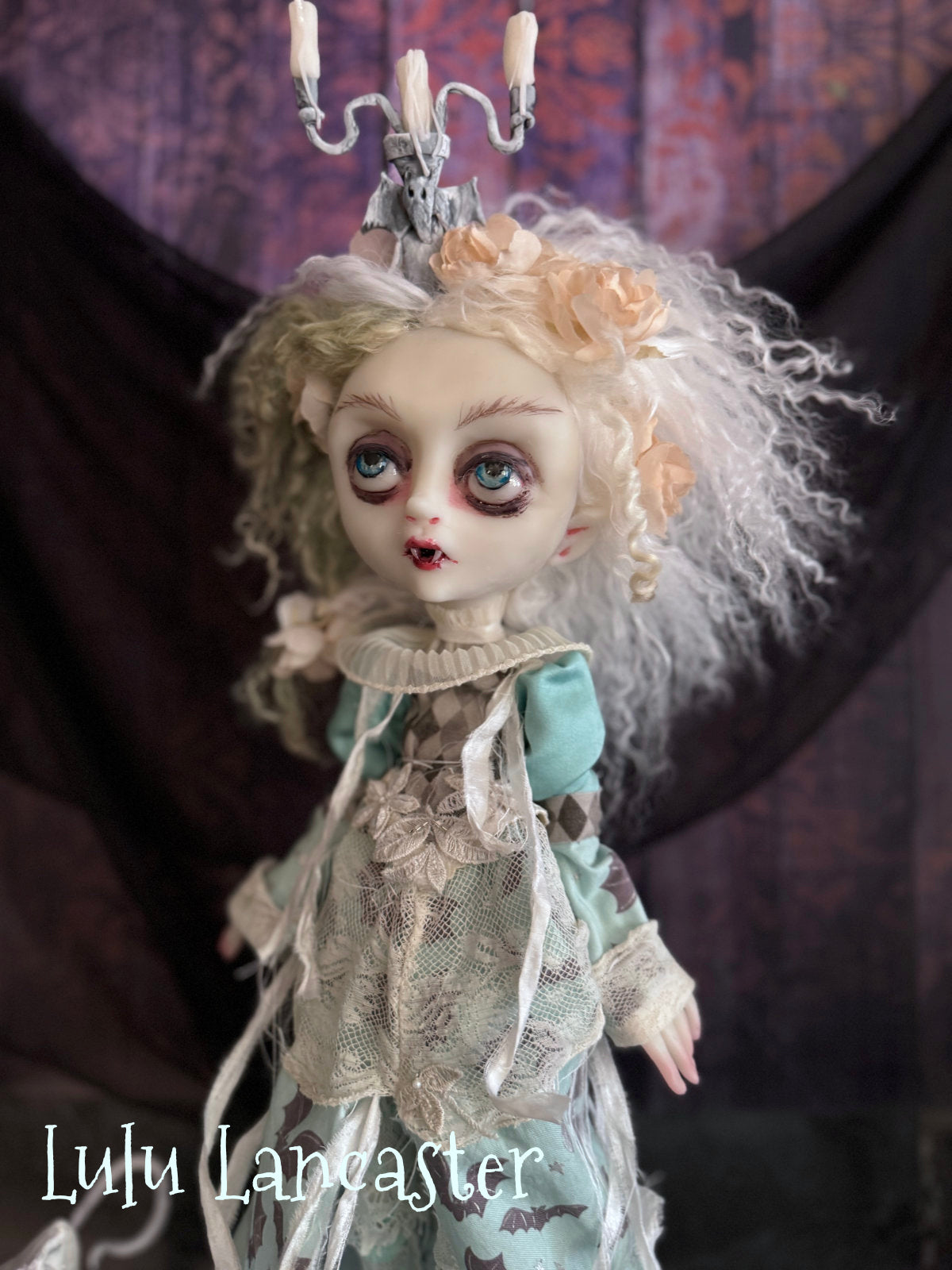 Portia the Vampire ~Castor and Pollux 2 headed kitty Original LuLu Lancaster Art Dolls