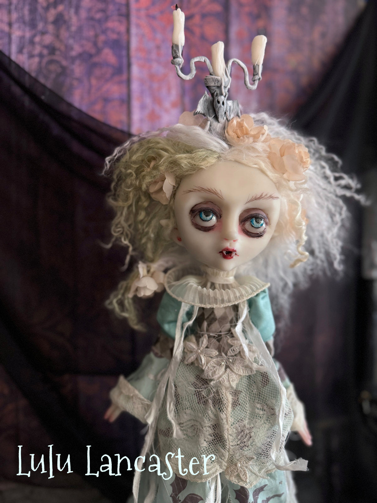 Portia the Vampire ~Castor and Pollux 2 headed kitty Original LuLu Lancaster Art Dolls