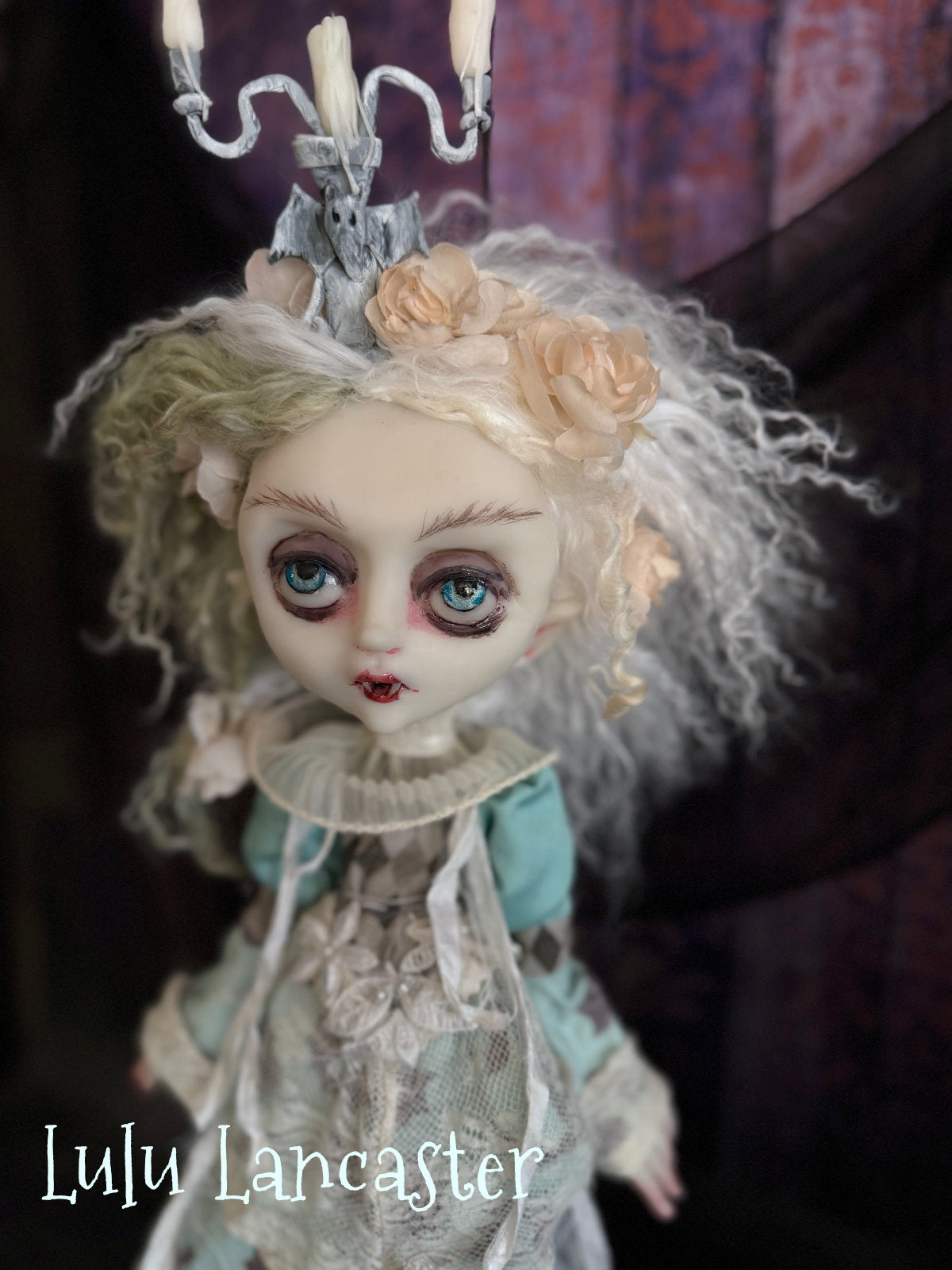 Portia the Vampire ~Castor and Pollux 2 headed kitty Original LuLu Lancaster Art Dolls