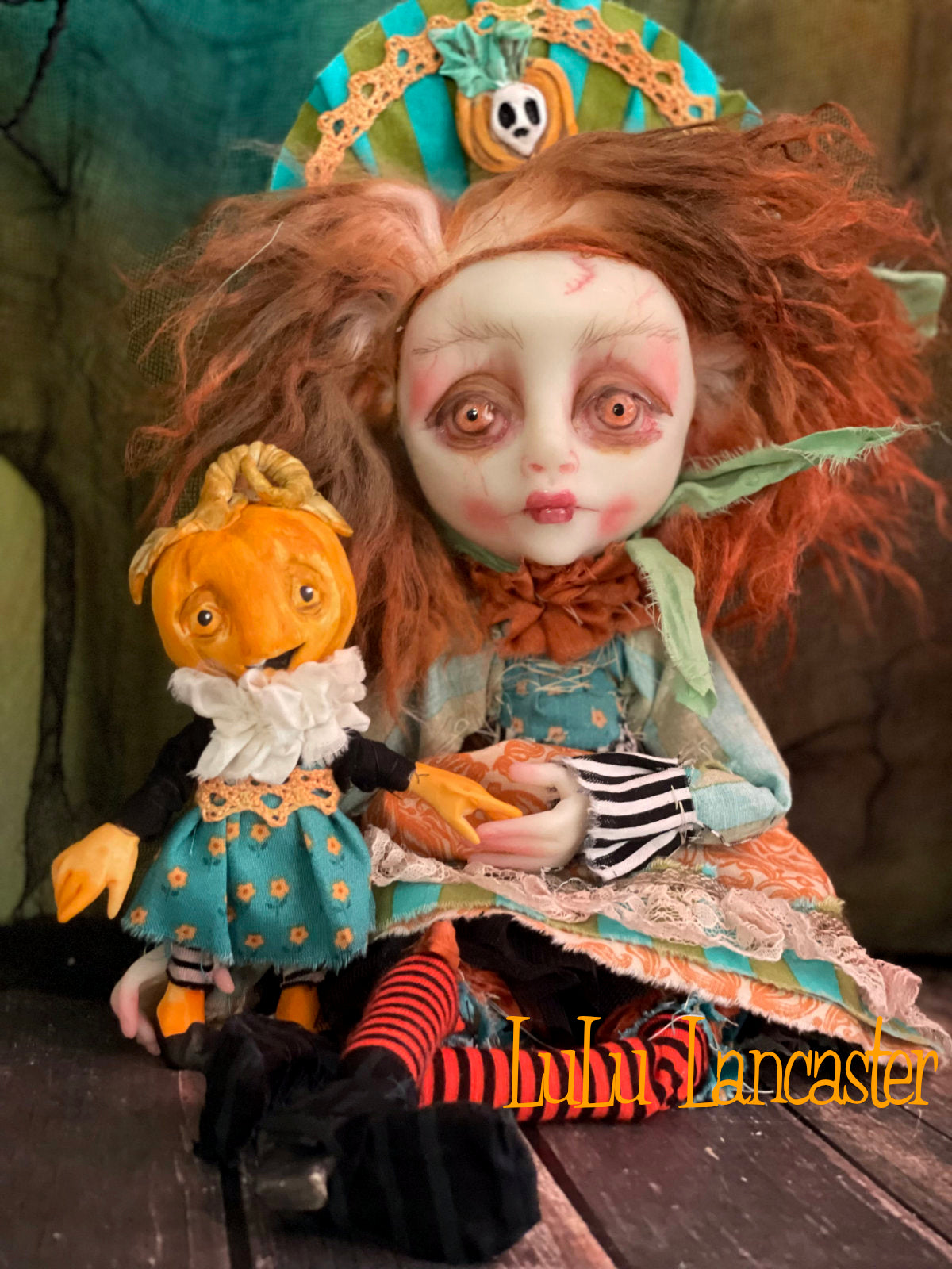 Punkin Halloween Sitter Original LuLu Lancaster Art Dolls