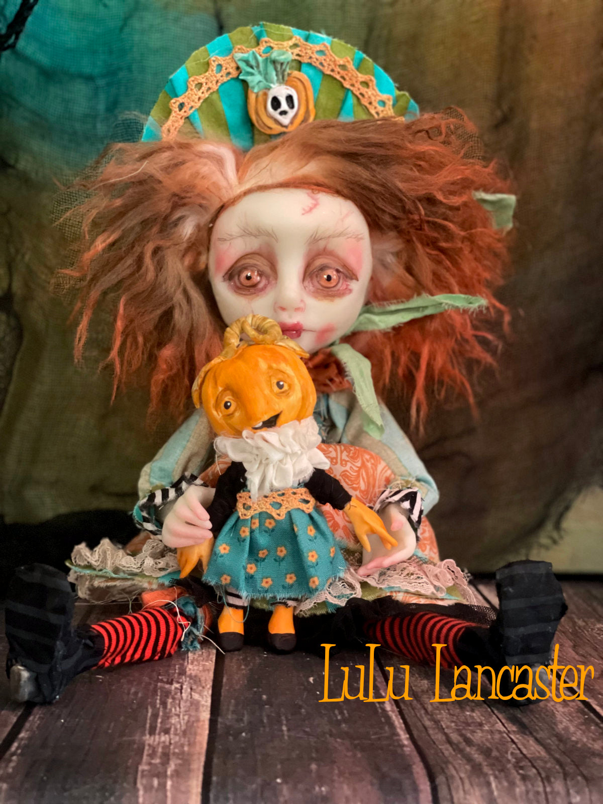 Punkin Halloween Sitter Original LuLu Lancaster Art Dolls