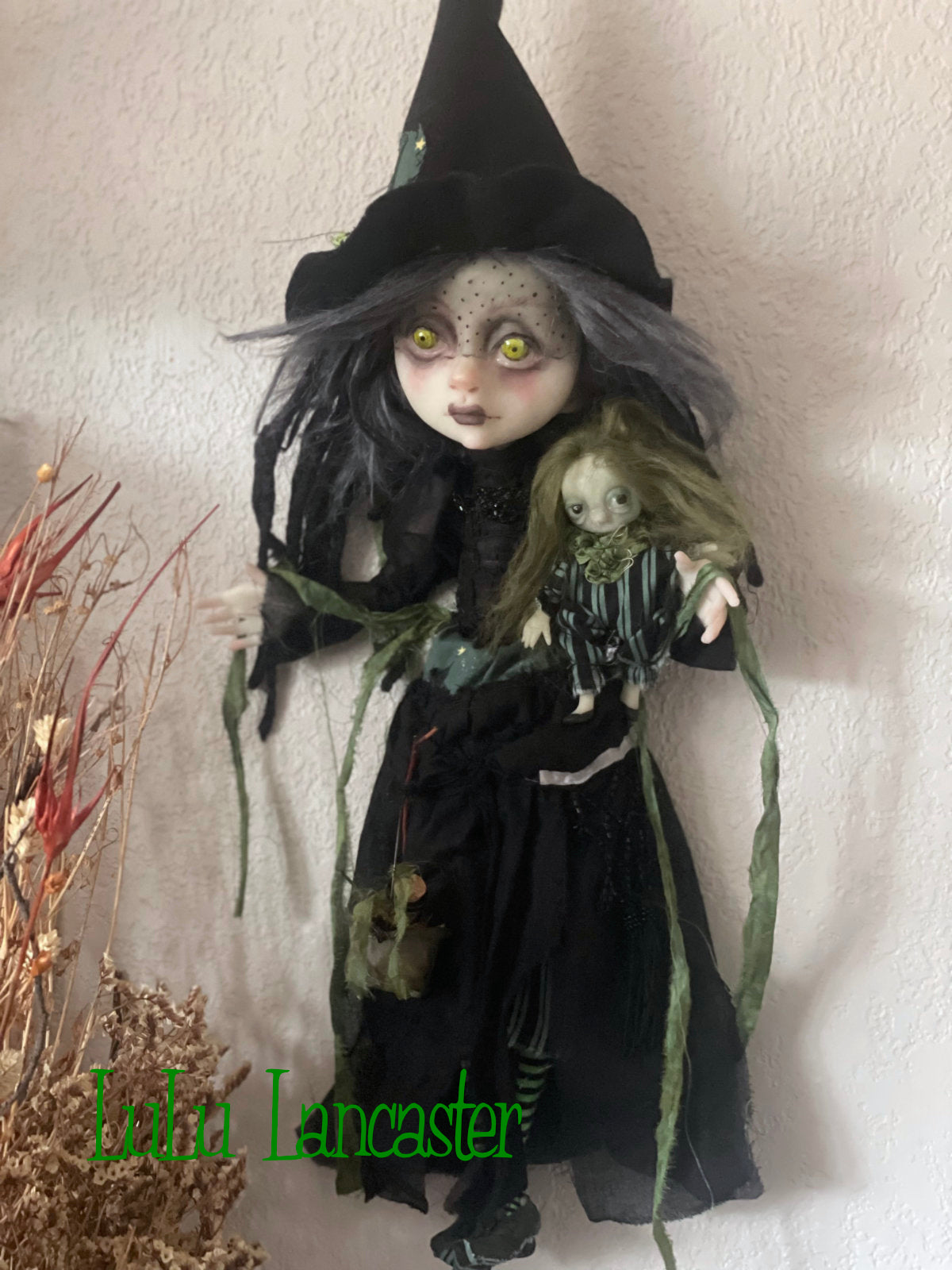 Sabine Witch of the woods wall hanging Original LuLu Lancaster Art Doll