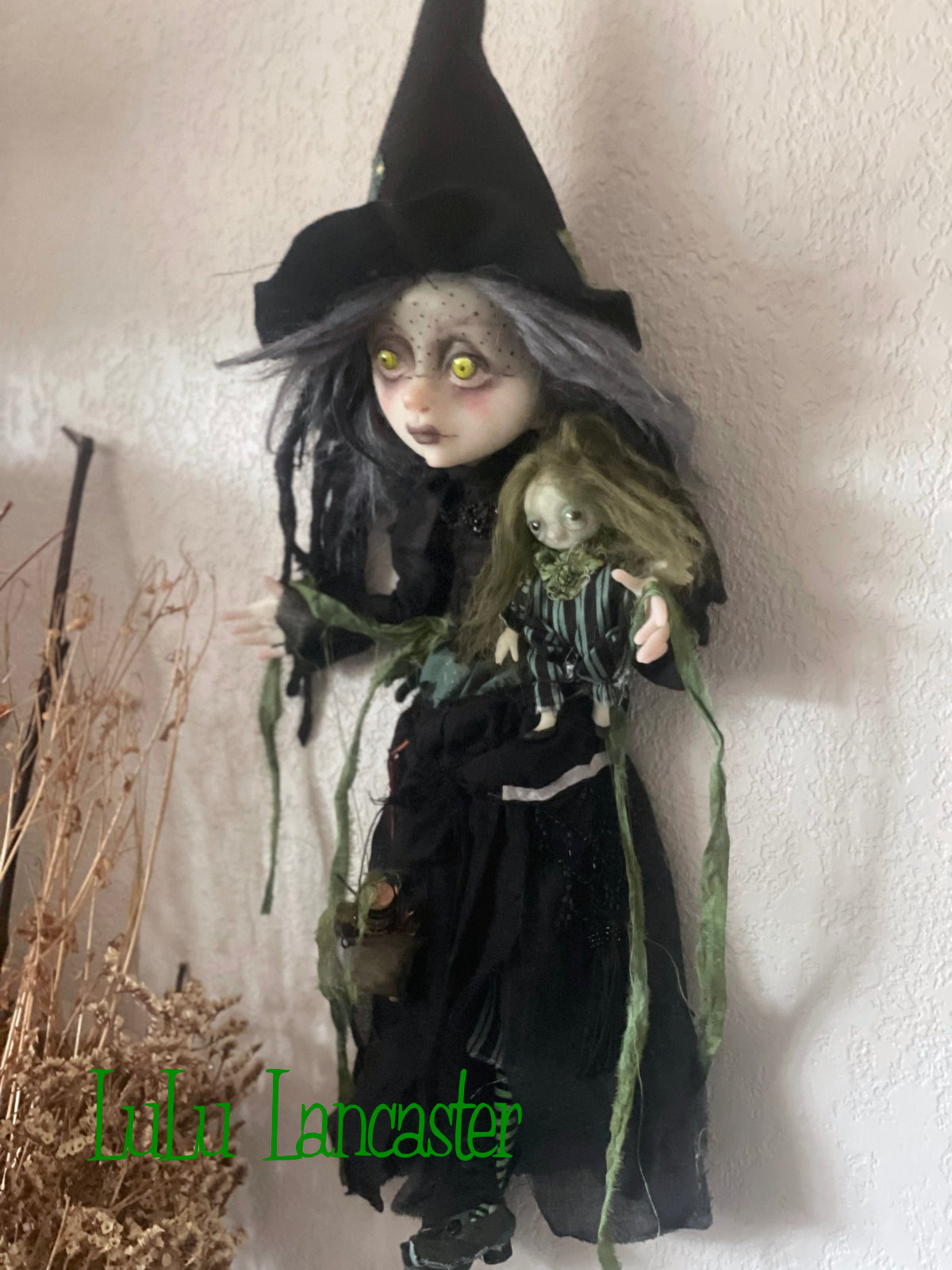 Sabine Witch of the woods wall hanging Original LuLu Lancaster Art Doll