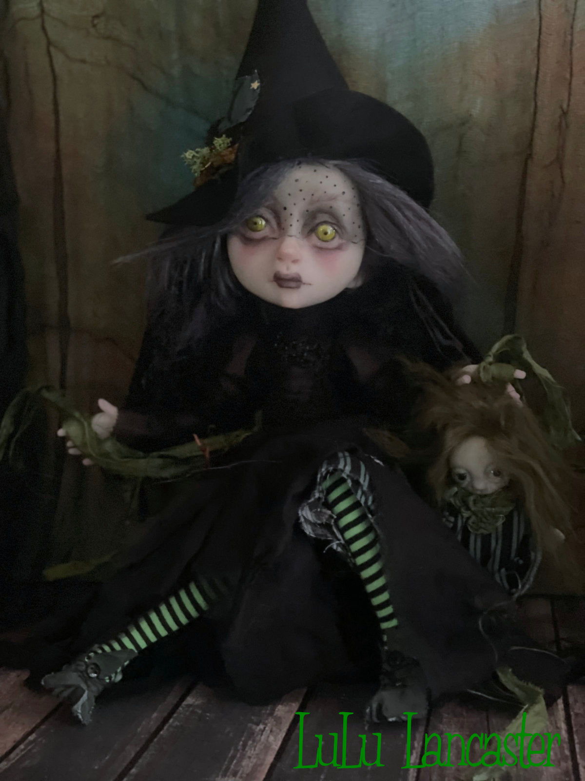 Sabine Witch of the woods wall hanging Original LuLu Lancaster Art Doll