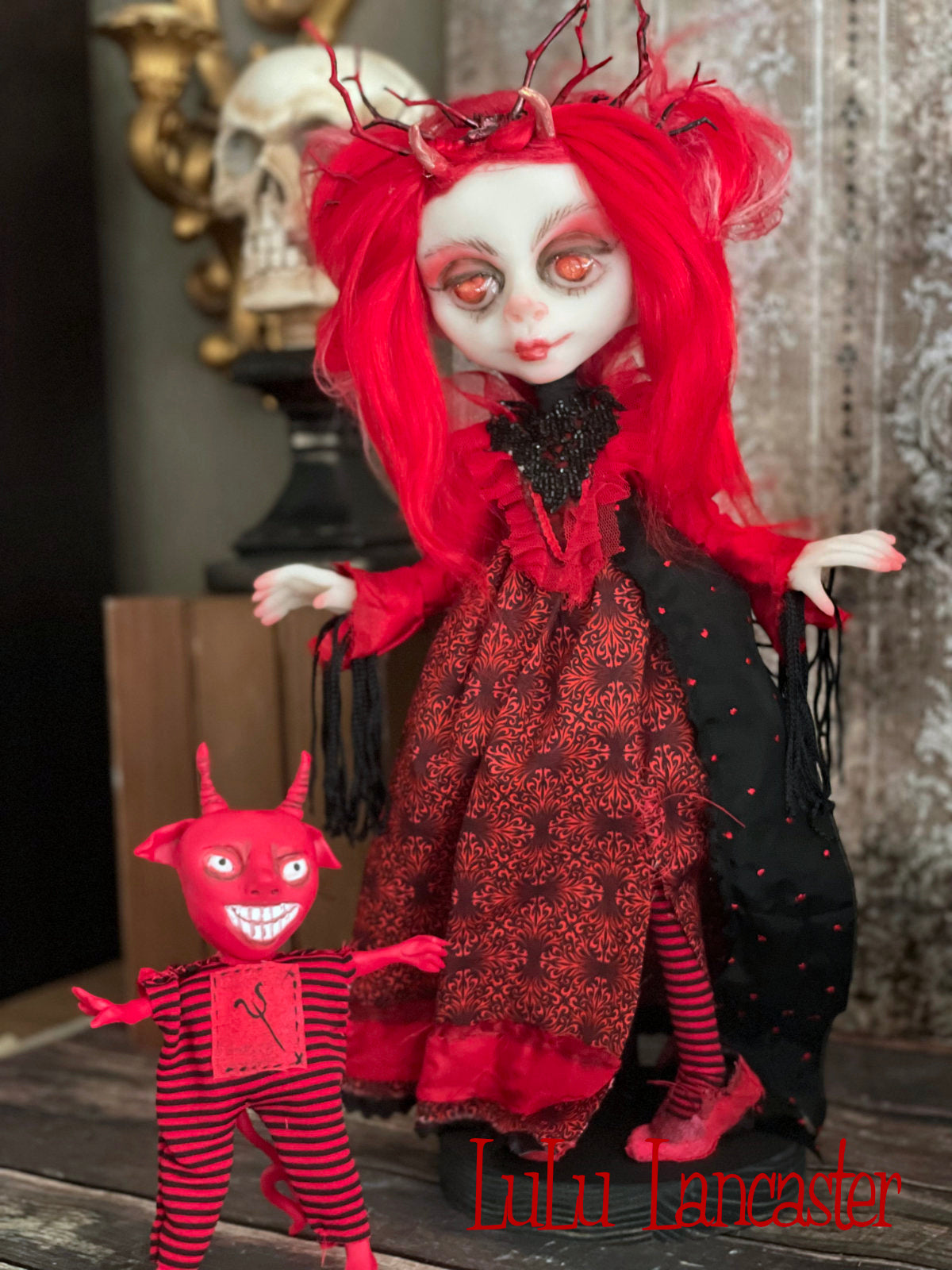She Devil and Demon Halloween Original LuLu Lancaster Art Dolls