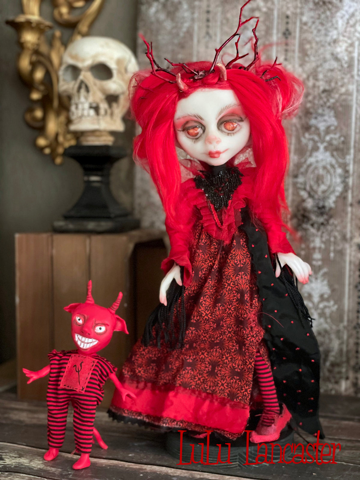 She Devil and Demon Halloween Original LuLu Lancaster Art Dolls