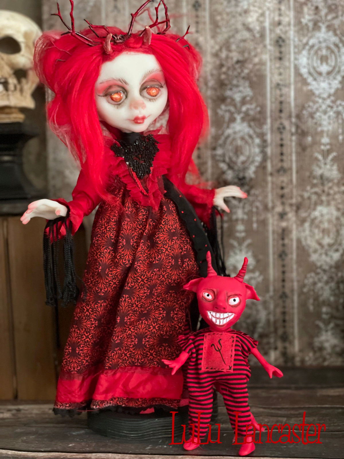She Devil and Demon Halloween Original LuLu Lancaster Art Dolls