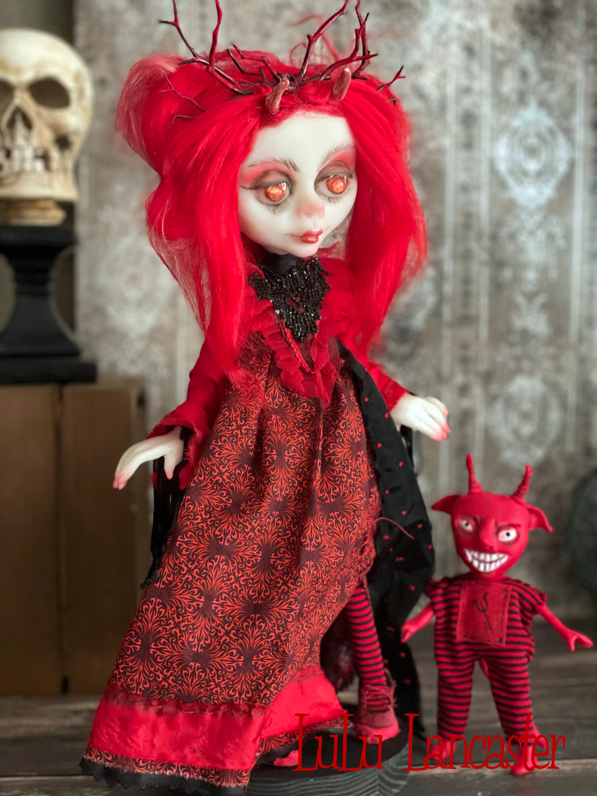 She Devil and Demon Halloween Original LuLu Lancaster Art Dolls