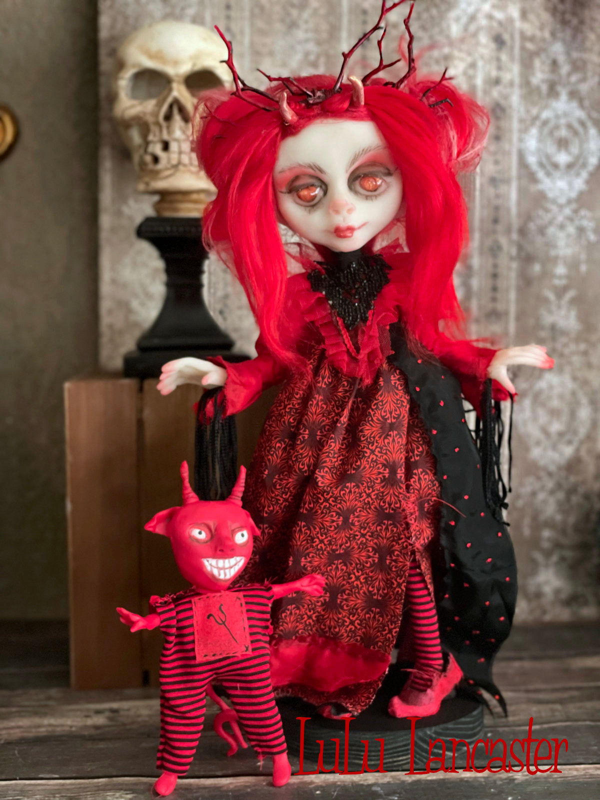 She Devil and Demon Halloween Original LuLu Lancaster Art Dolls