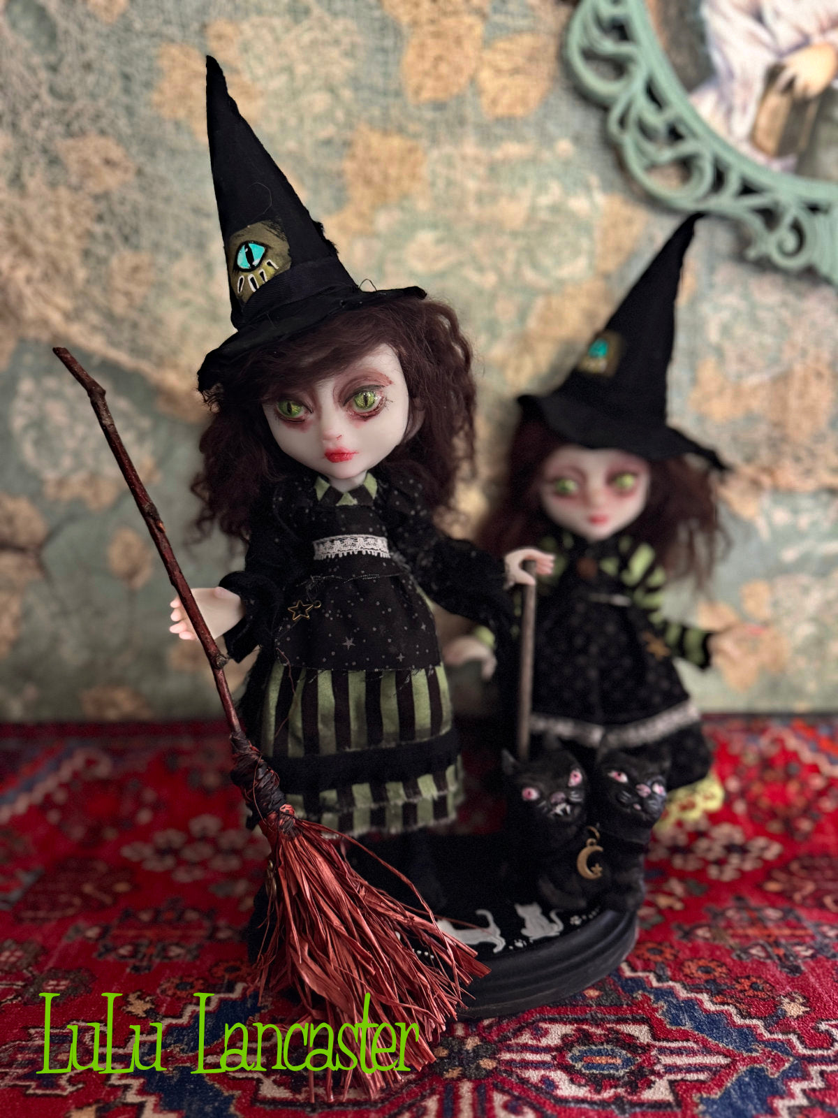 Felista and Clawdia Sisiters of the Cat Eye Coven~ original Lulu Lancaster Art Doll