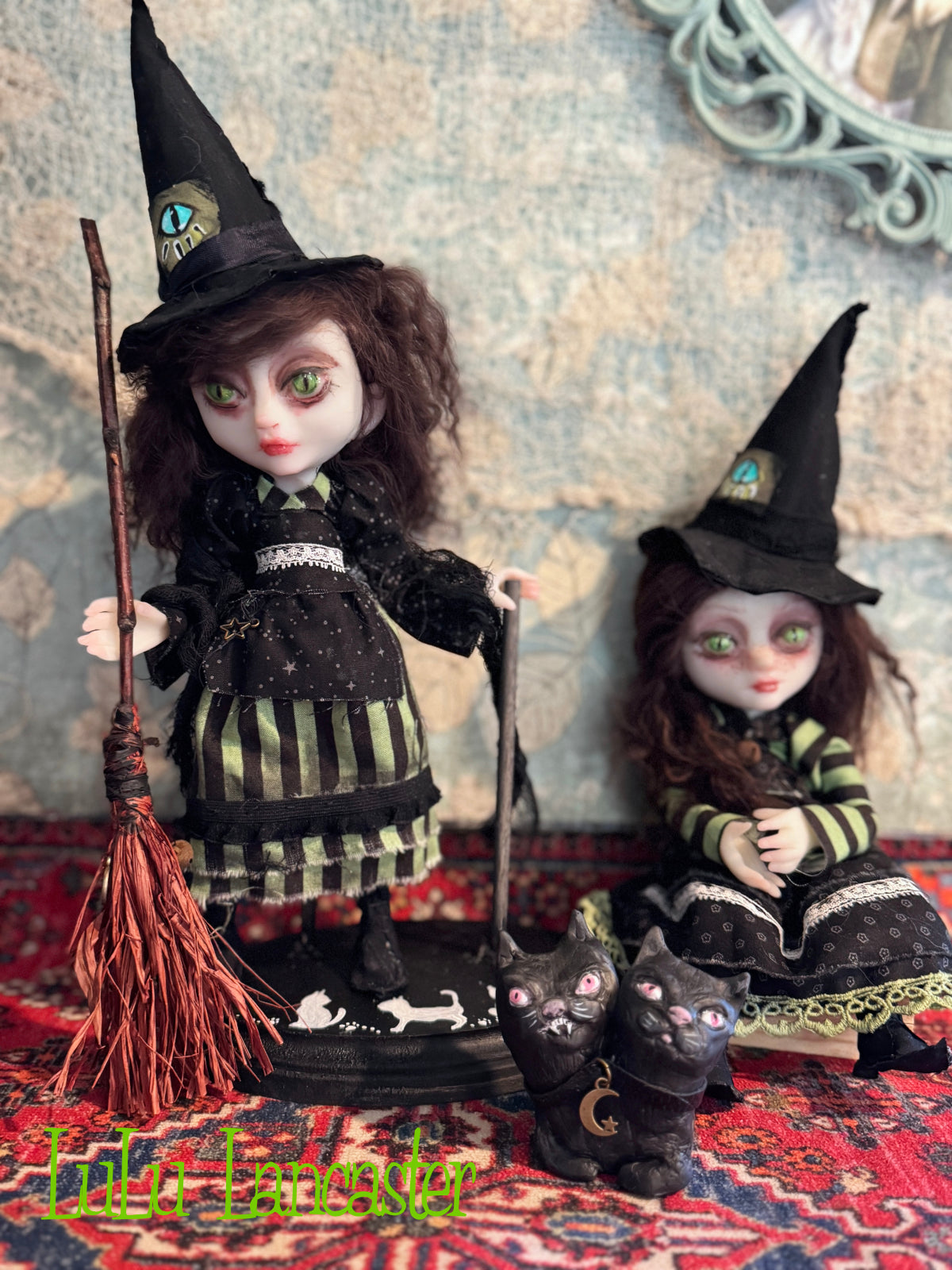 Felista and Clawdia Sisiters of the Cat Eye Coven~ original Lulu Lancaster Art Doll