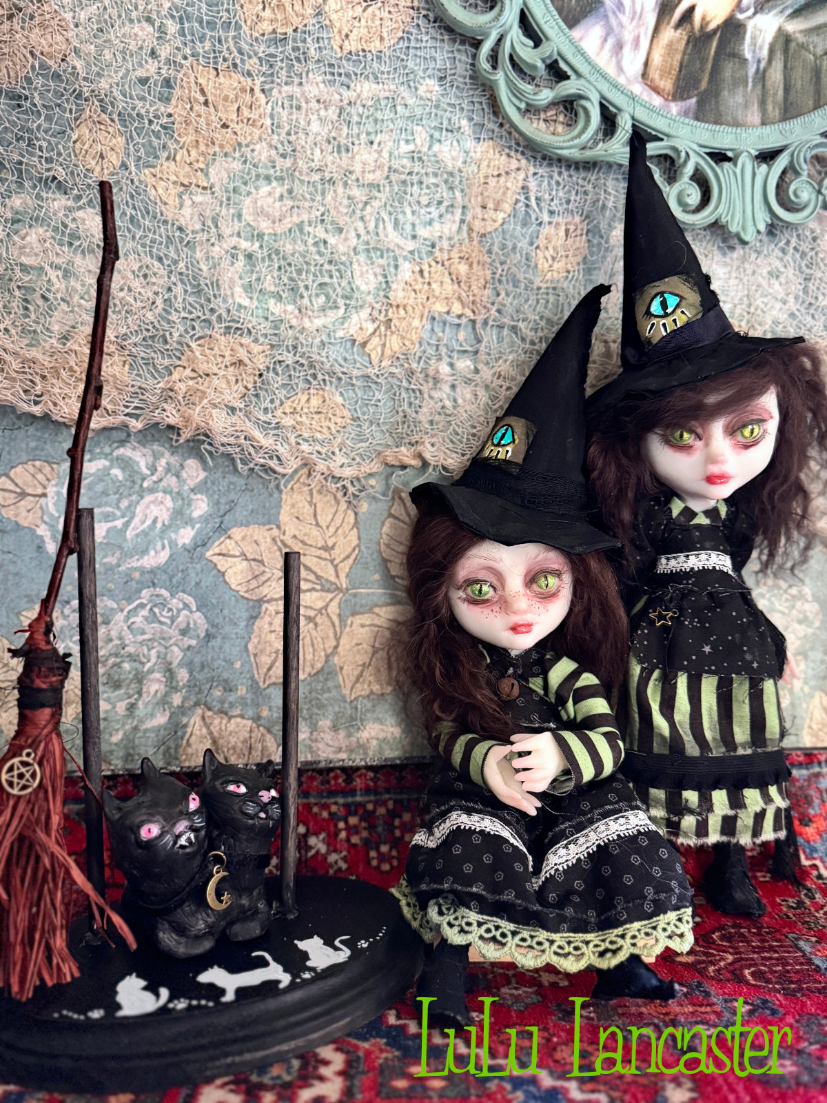 Felista and Clawdia Sisiters of the Cat Eye Coven~ original Lulu Lancaster Art Doll