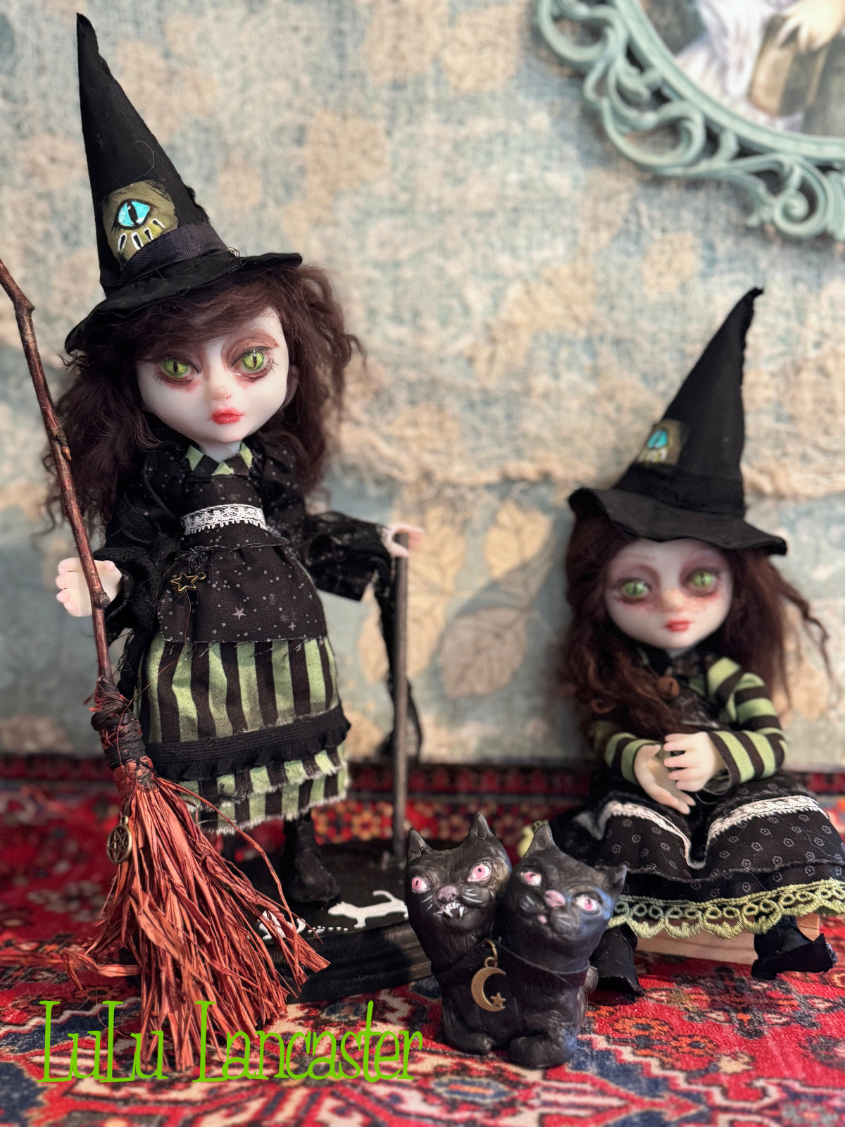 Felista and Clawdia Sisiters of the Cat Eye Coven~ original Lulu Lancaster Art Doll
