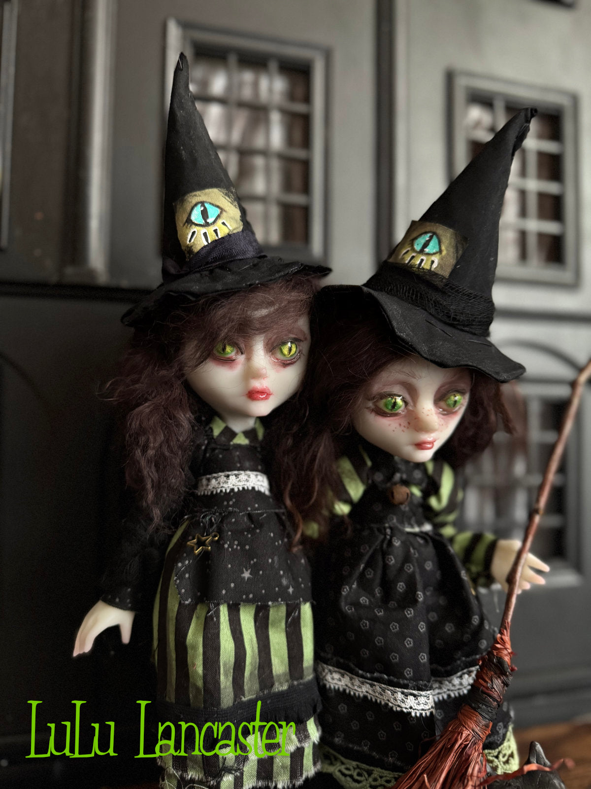 Felista and Clawdia Sisiters of the Cat Eye Coven~ original Lulu Lancaster Art Doll