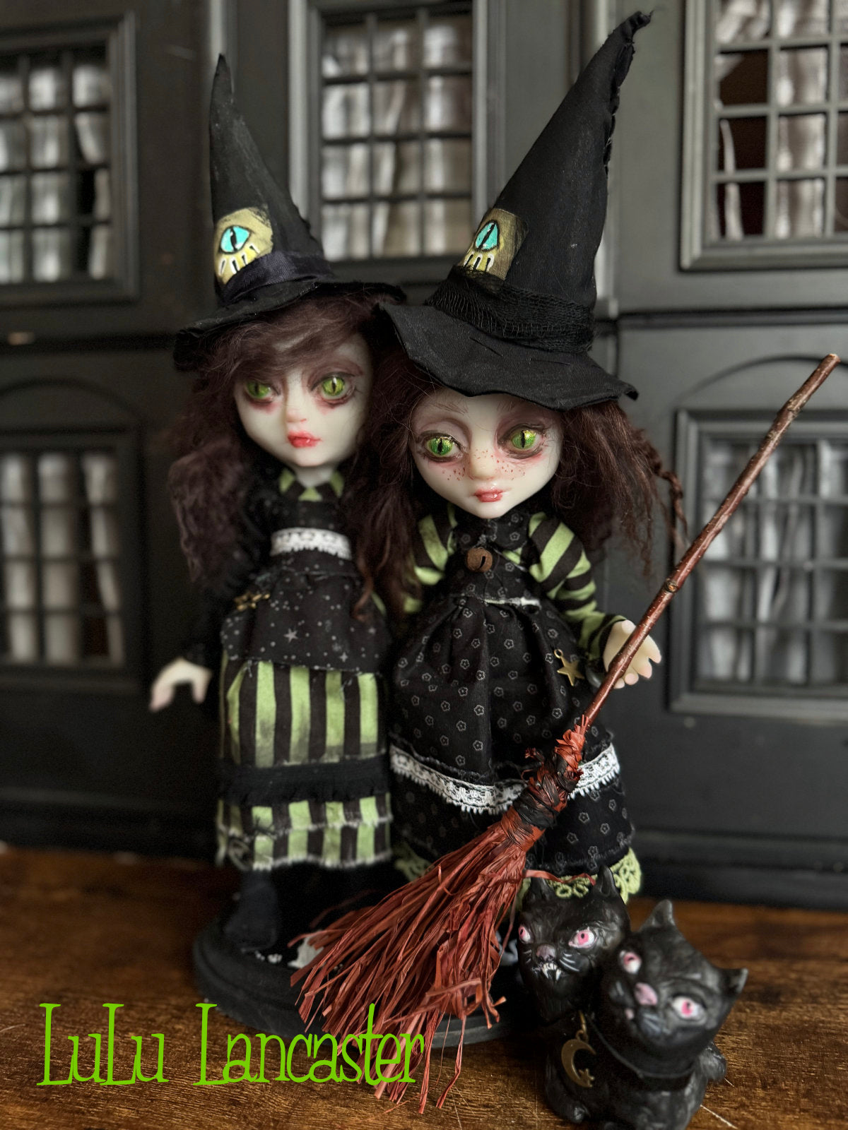 Felista and Clawdia Sisiters of the Cat Eye Coven~ original Lulu Lancaster Art Doll