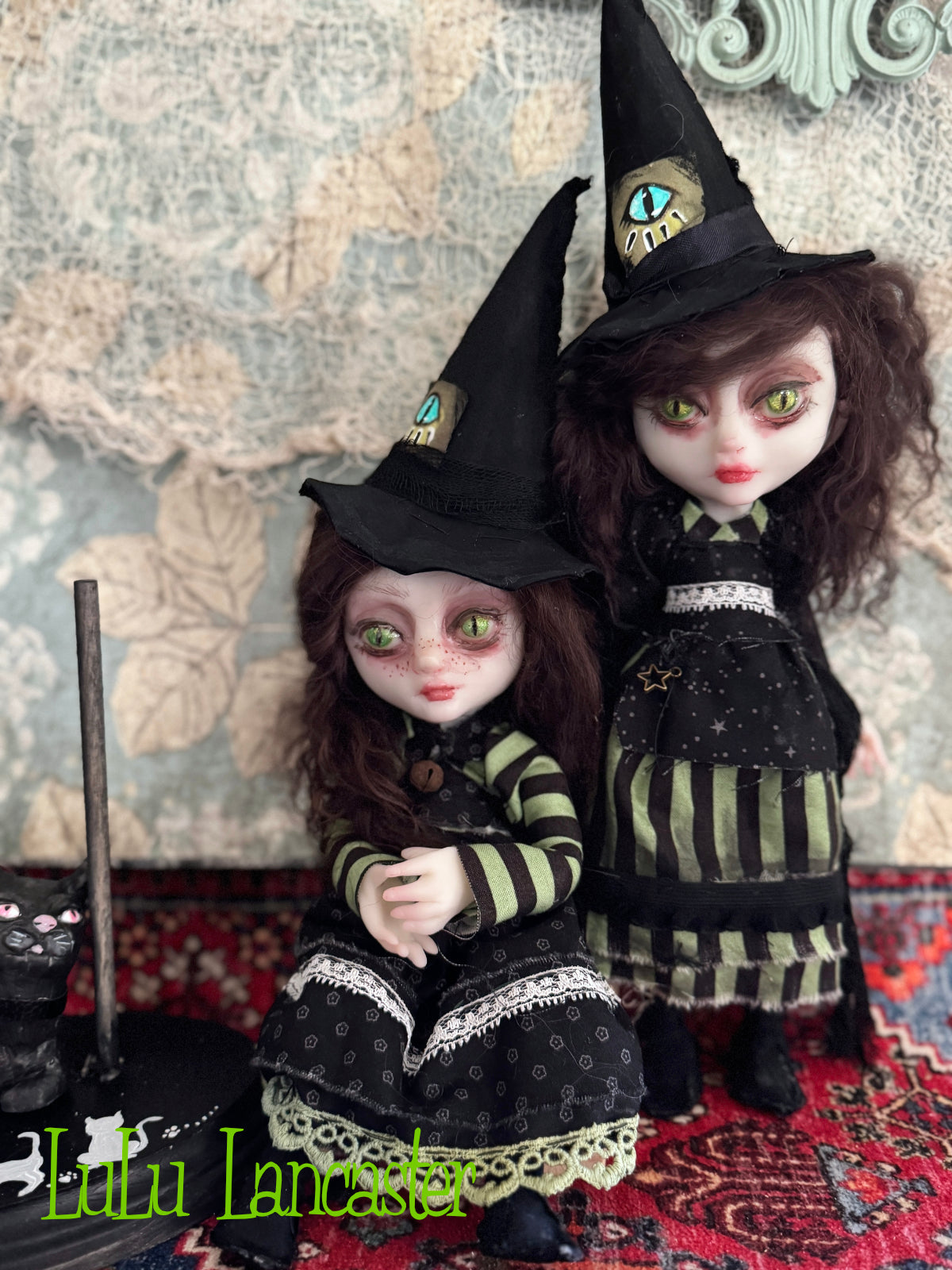 Felista and Clawdia Sisiters of the Cat Eye Coven~ original Lulu Lancaster Art Doll
