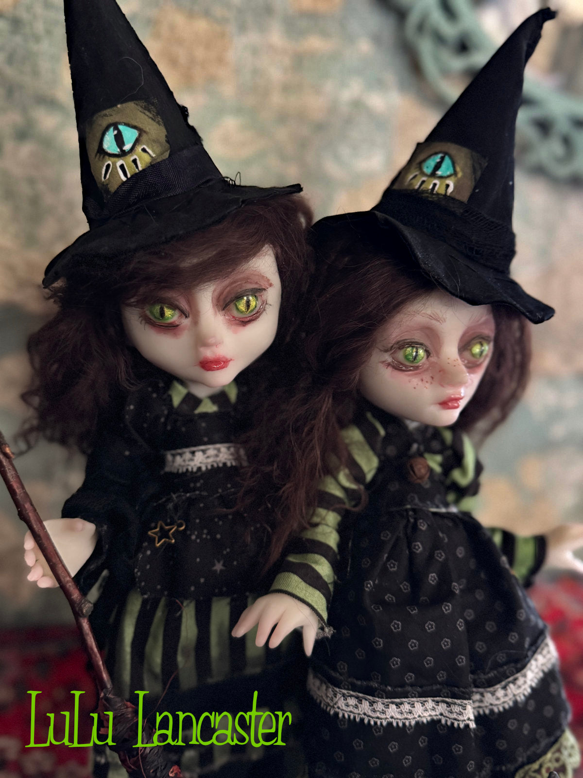 Felista and Clawdia Sisiters of the Cat Eye Coven~ original Lulu Lancaster Art Doll