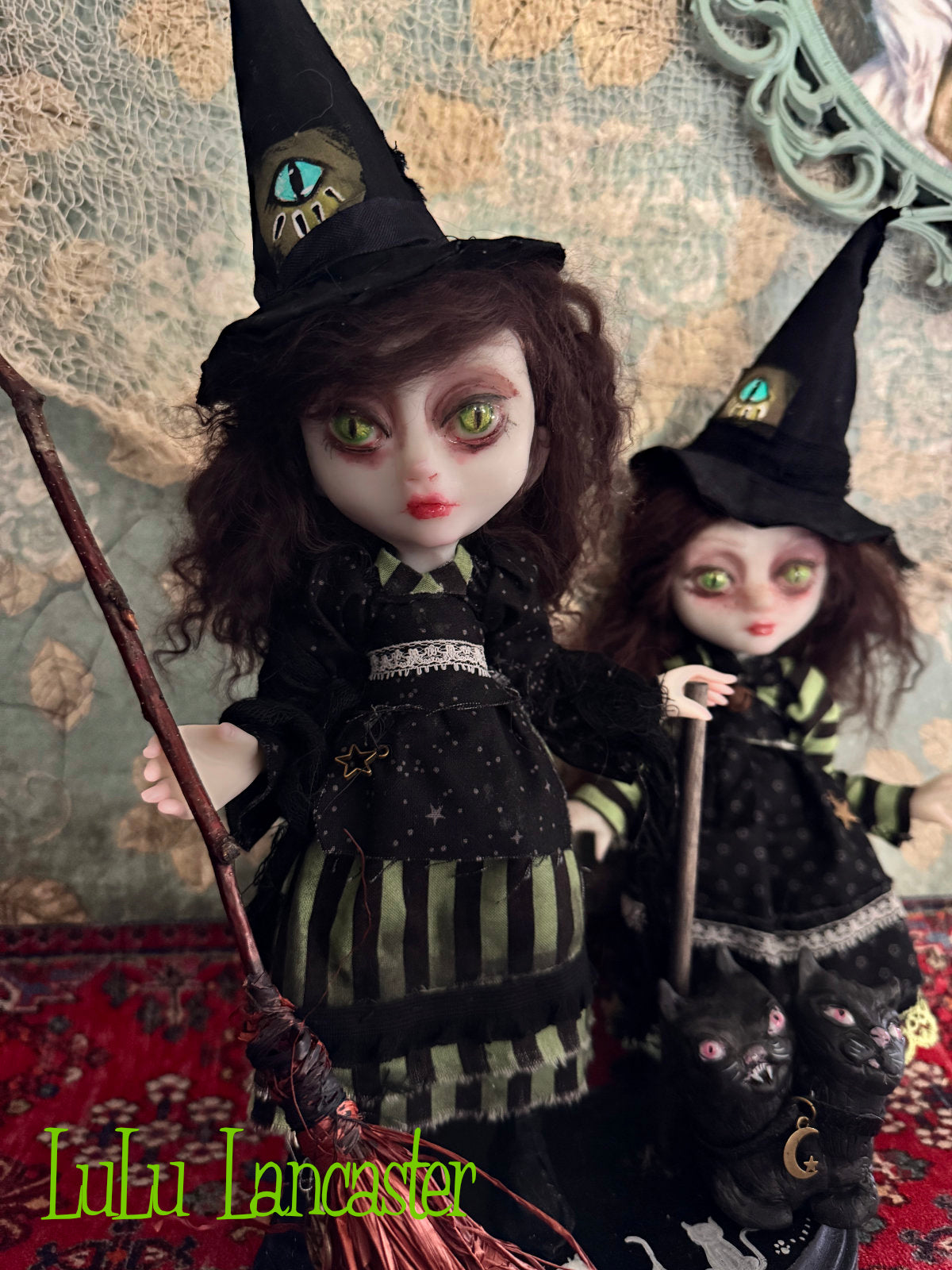 Felista and Clawdia Sisiters of the Cat Eye Coven~ original Lulu Lancaster Art Doll
