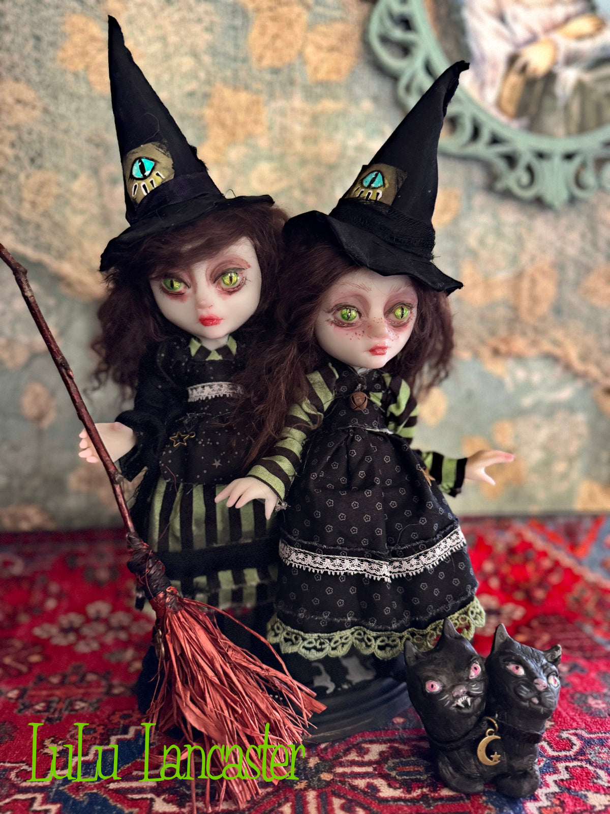 Felista and Clawdia Sisiters of the Cat Eye Coven~ original Lulu Lancaster Art Doll