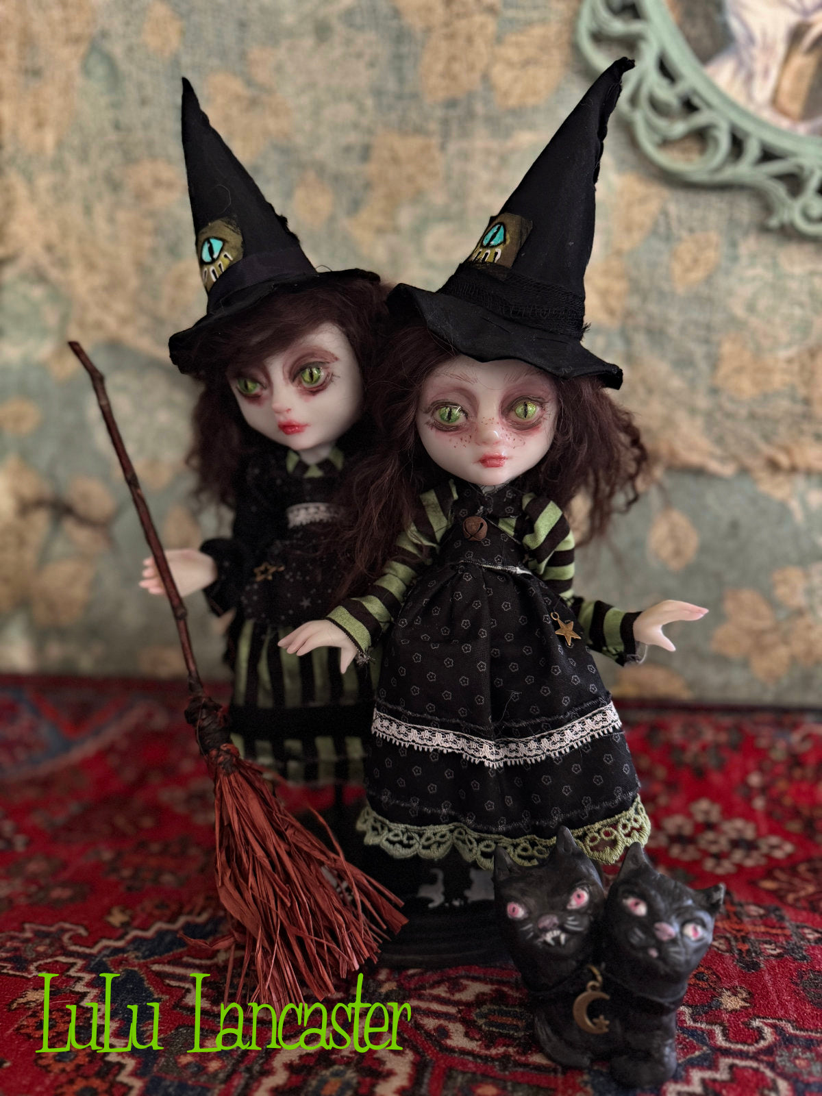 Felista and Clawdia Sisiters of the Cat Eye Coven~ original Lulu Lancaster Art Doll
