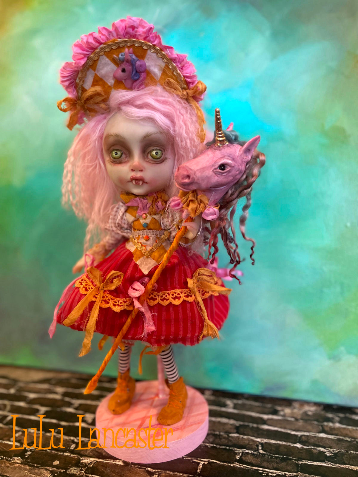 Sorcha Vampire and Unicorn stick pony Original LuLu Lancaster Art Doll