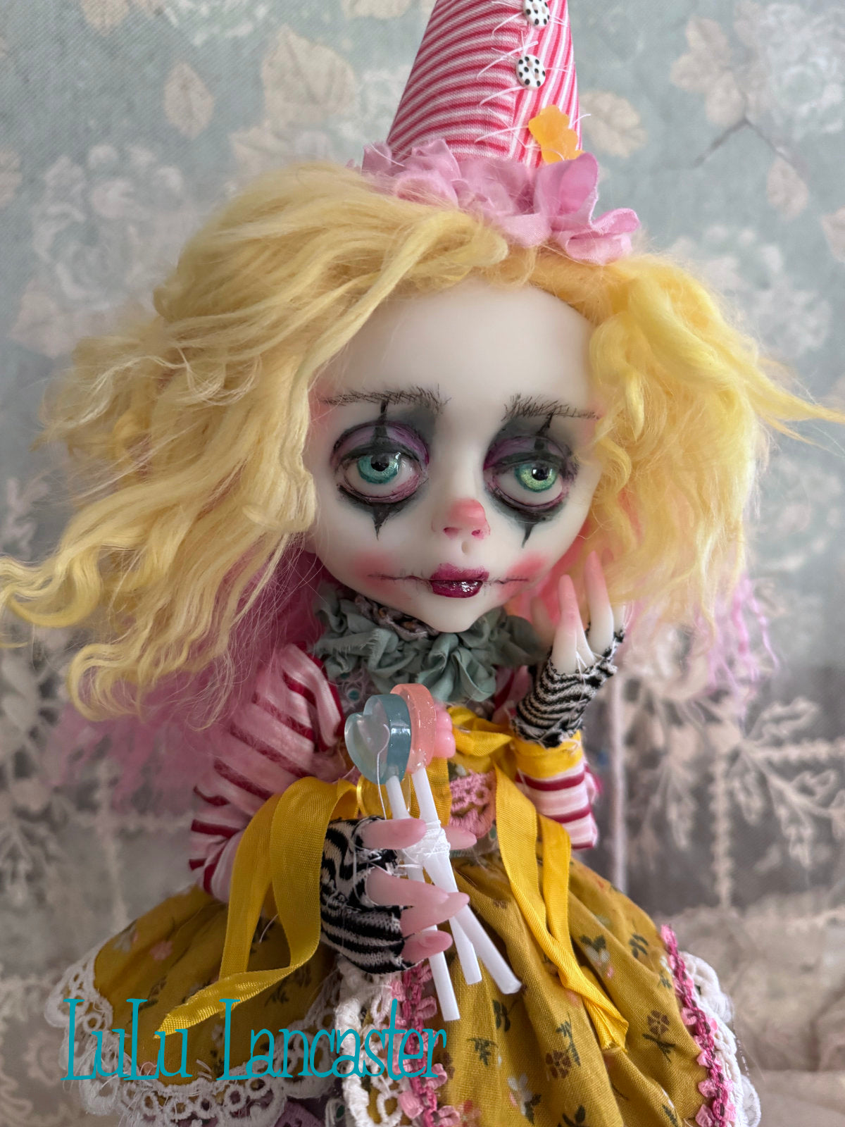 Taffy Poupee the Clown and PolkaDot Pearl the Unicorn Original LuLu Lancaster Art Doll