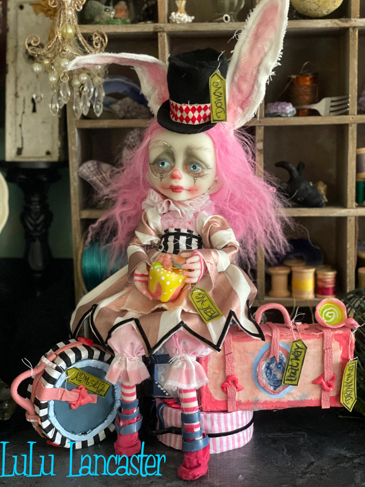 Traveling Alice Rabbit Original LuLu Lancaster Art Doll