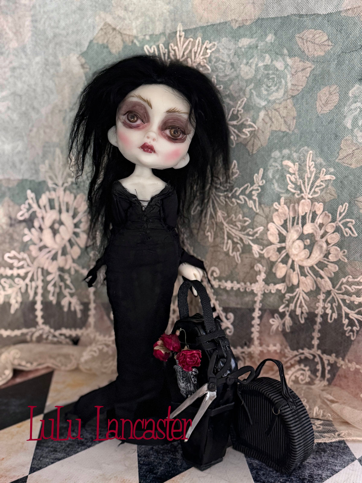 Traveling Morticia Original LuLu Lancaster Art Doll