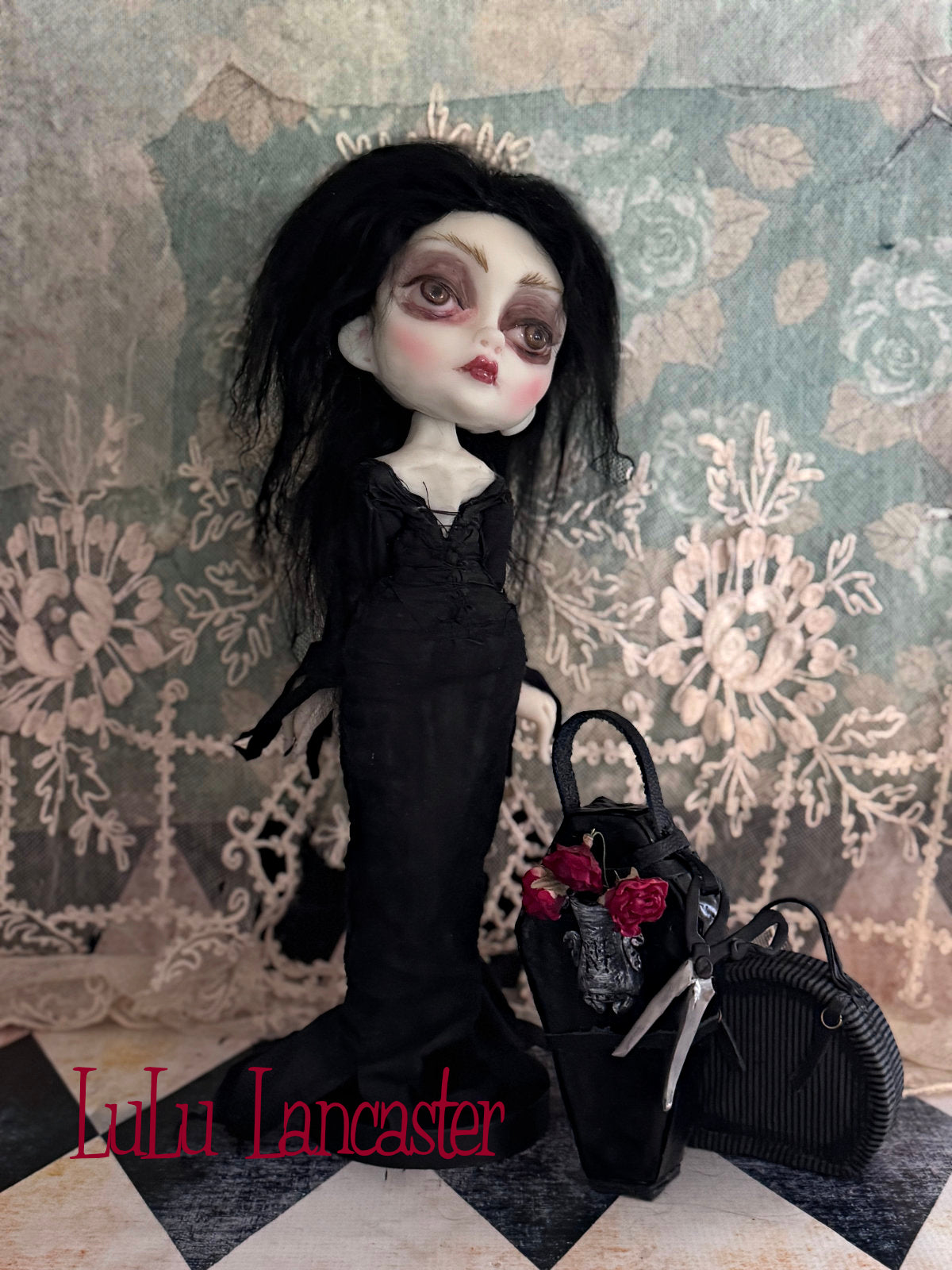 Traveling Morticia Original LuLu Lancaster Art Doll