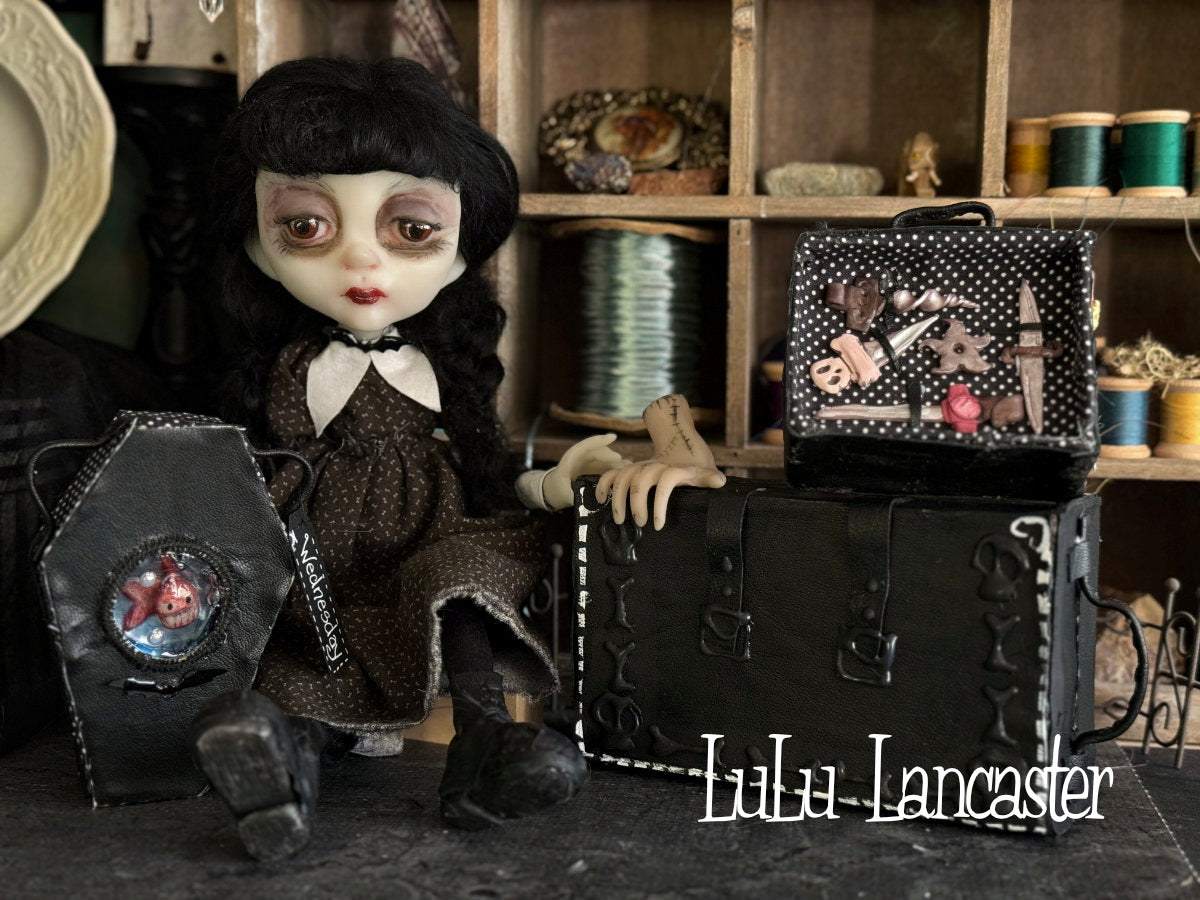 Traveling Wednesday and Thing Original LuLu Lancaster Art Doll