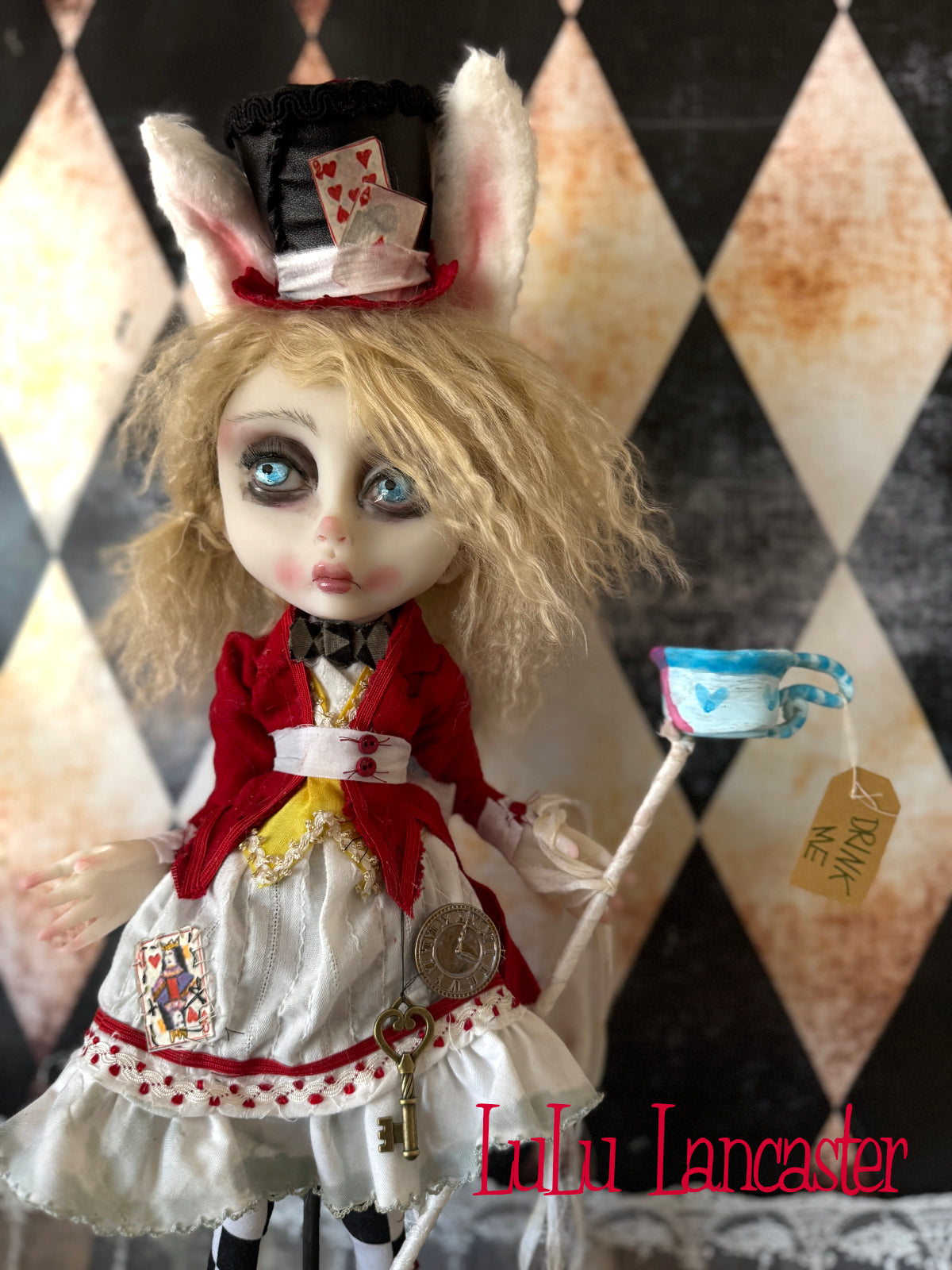 White Rabbit Alice Wonderland  ~Original LuLu Lancaster Art Doll