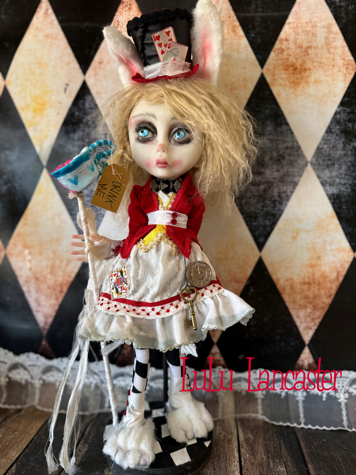 White Rabbit Alice Wonderland  ~Original LuLu Lancaster Art Doll