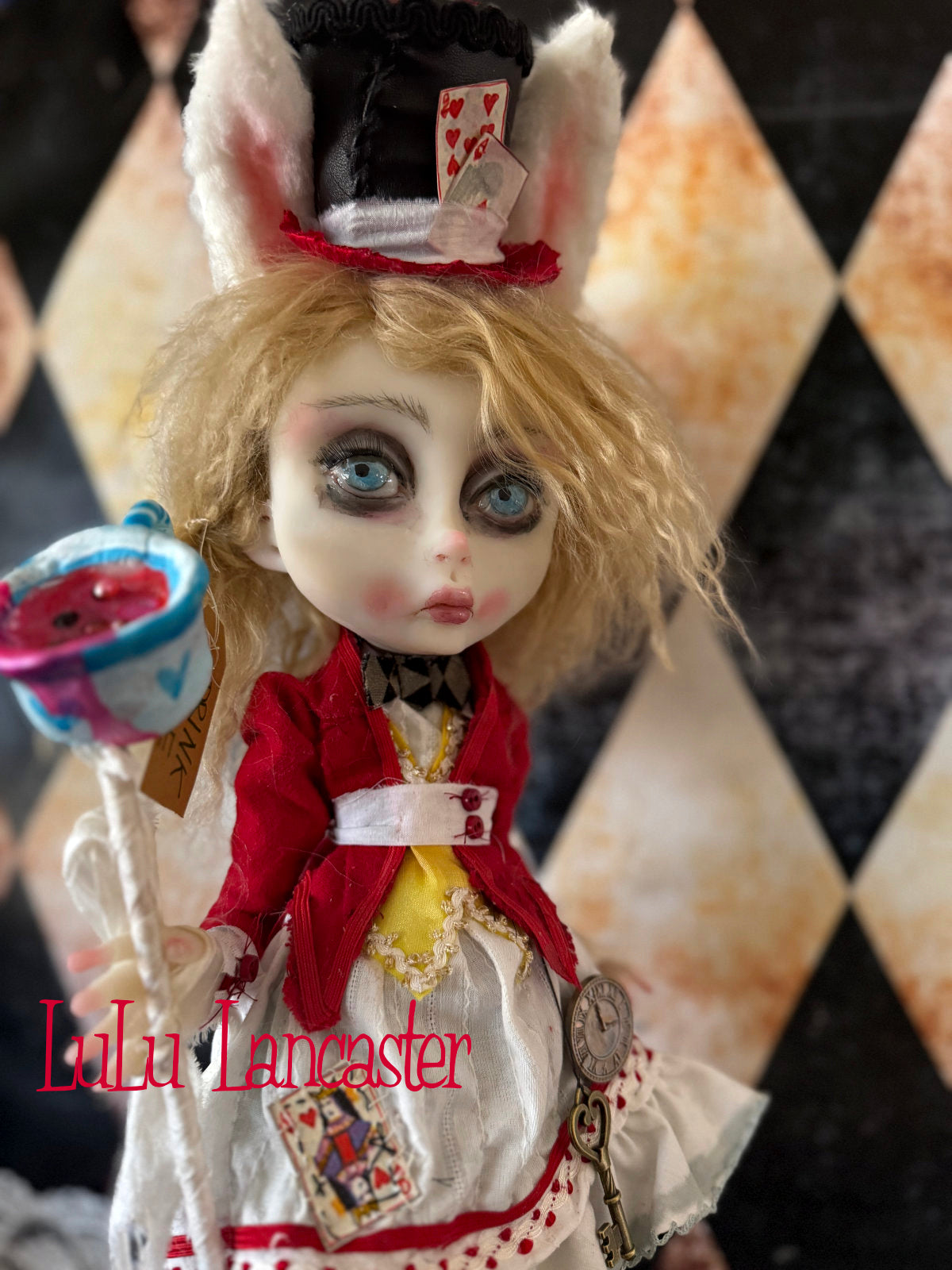 White Rabbit Alice Wonderland  ~Original LuLu Lancaster Art Doll
