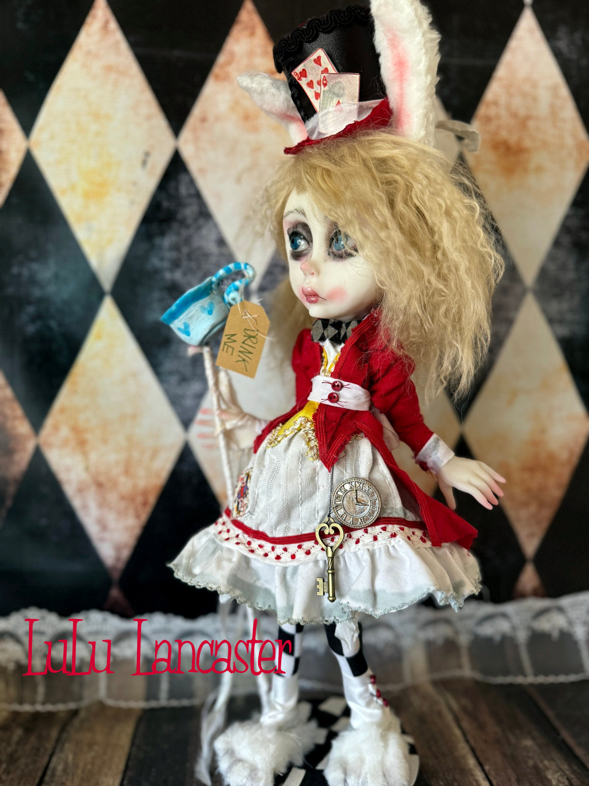 White Rabbit Alice Wonderland  ~Original LuLu Lancaster Art Doll