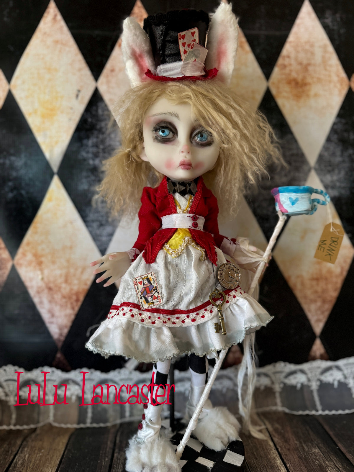 White Rabbit Alice Wonderland  ~Original LuLu Lancaster Art Doll