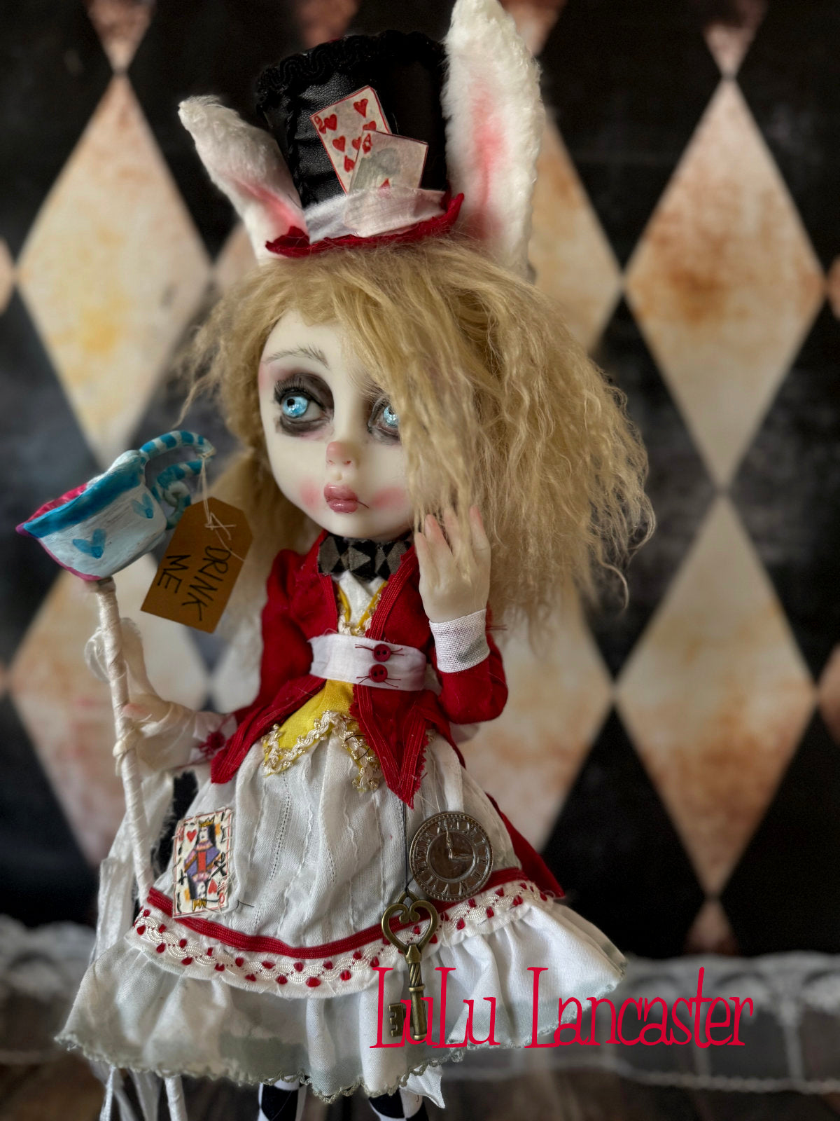 White Rabbit Alice Wonderland  ~Original LuLu Lancaster Art Doll