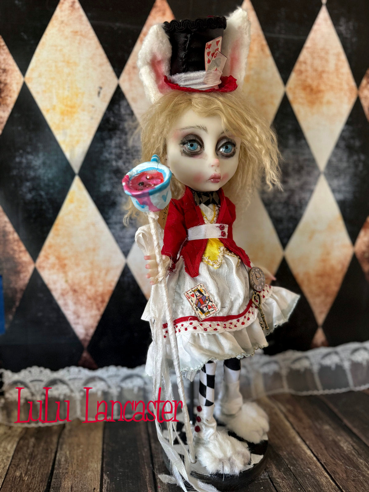 White Rabbit Alice Wonderland  ~Original LuLu Lancaster Art Doll