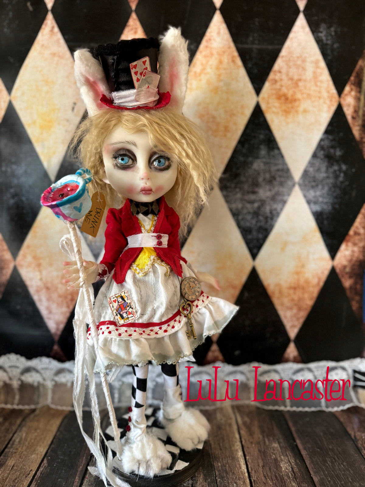 White Rabbit Alice Wonderland  ~Original LuLu Lancaster Art Doll